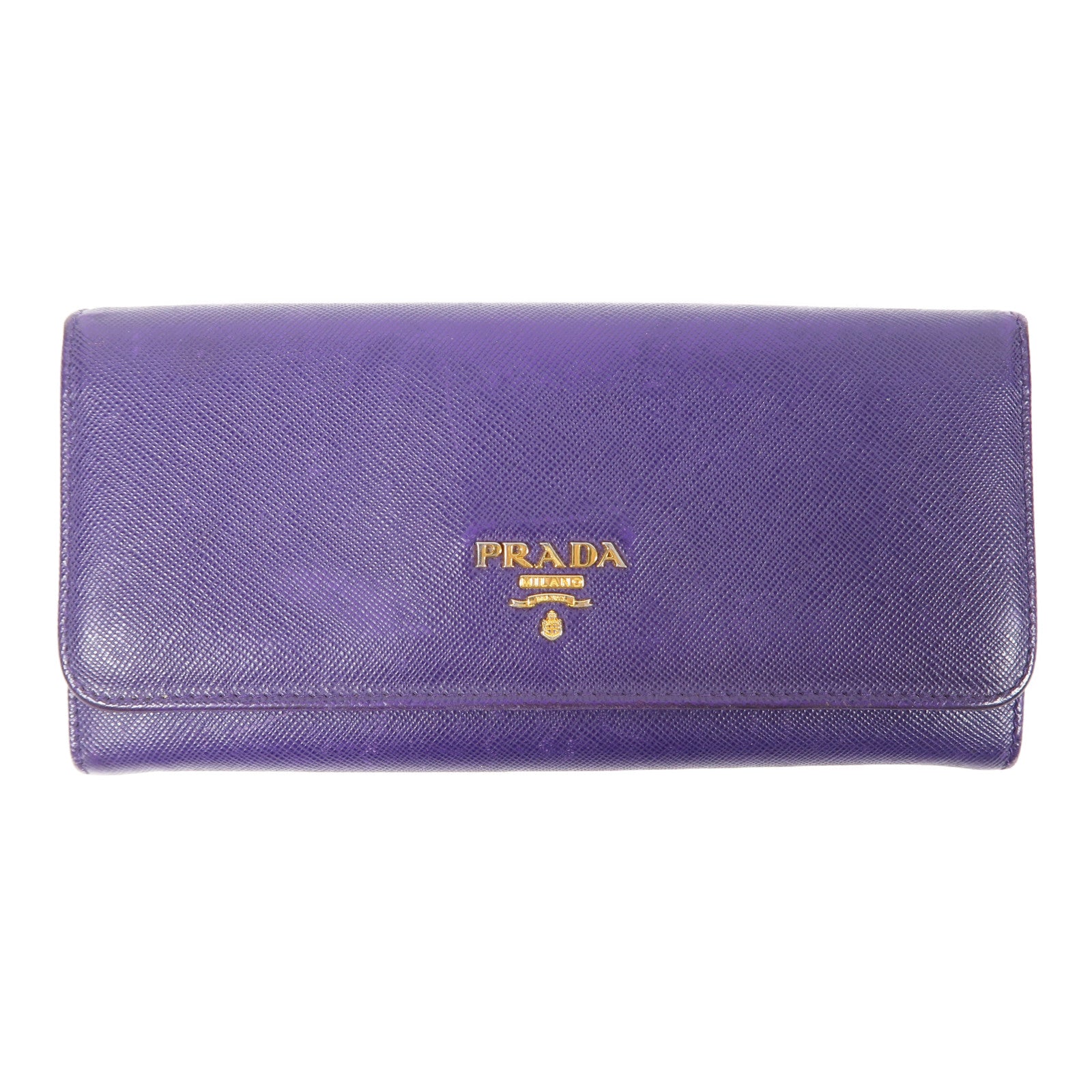 PRADA 牛皮皮革Long Wallet金扣長錢包紫色