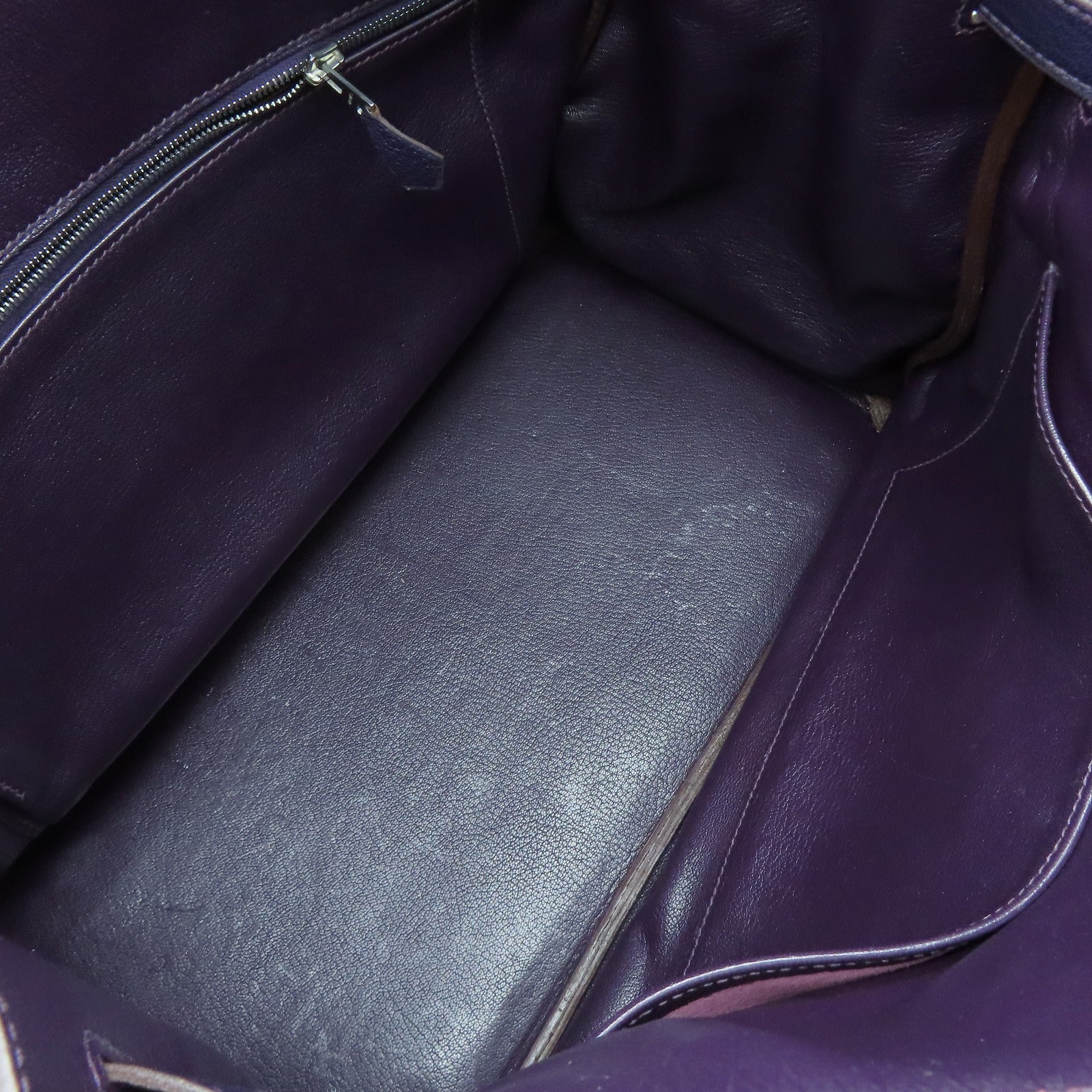 HERMES 【清倉大減價】Chevre皮革Birkin 35銀扣手挽袋葡萄乾紫色