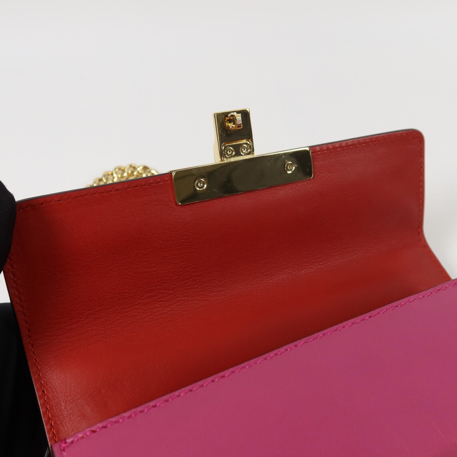 GUCCI 牛皮皮革Padlock Bicolor鏈帶肩背袋