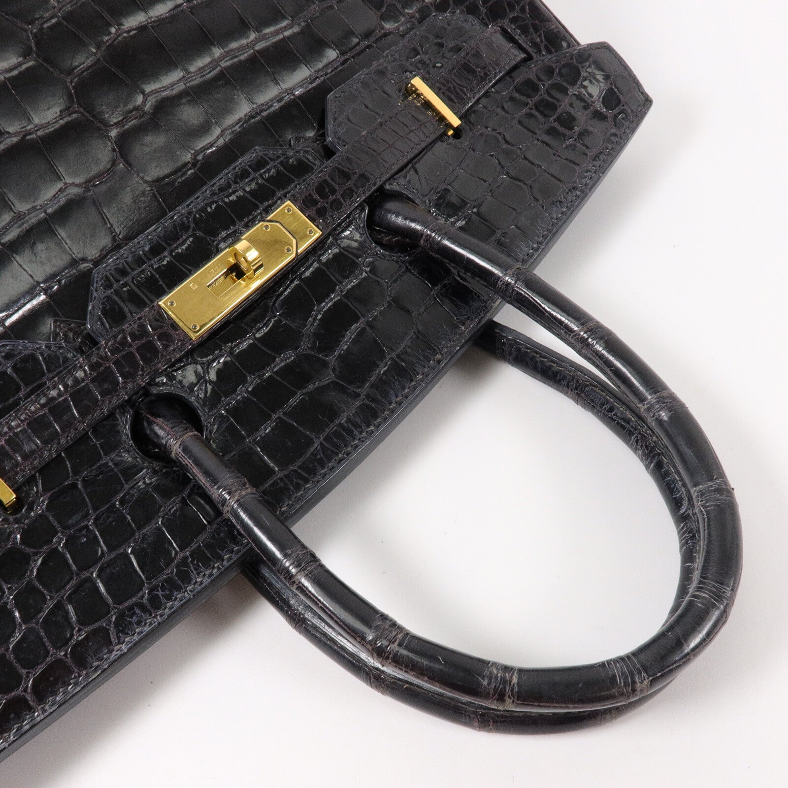 HERMES 鱷魚皮革Birkin 35手挽袋Noir