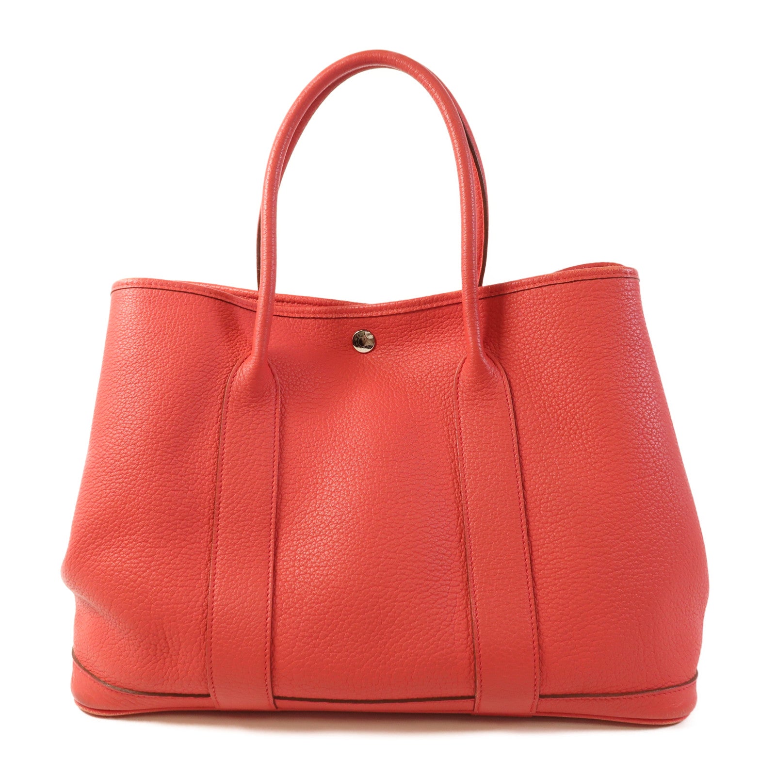 HERMES PHW Garden Party PM Tote Bag Handbag Negonda Leather Bougainvillier Red