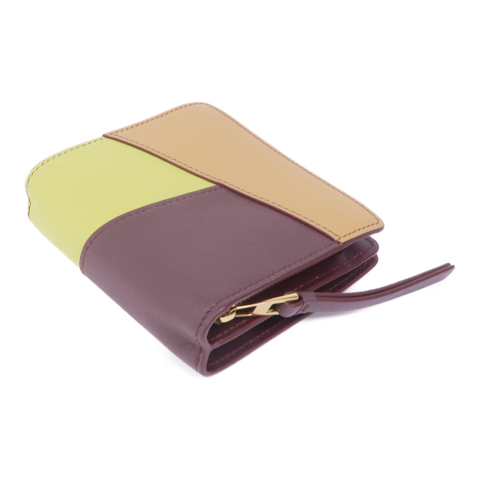 LOEWE 牛皮皮革Puzzle Compact Zip Wallet金扣錢包