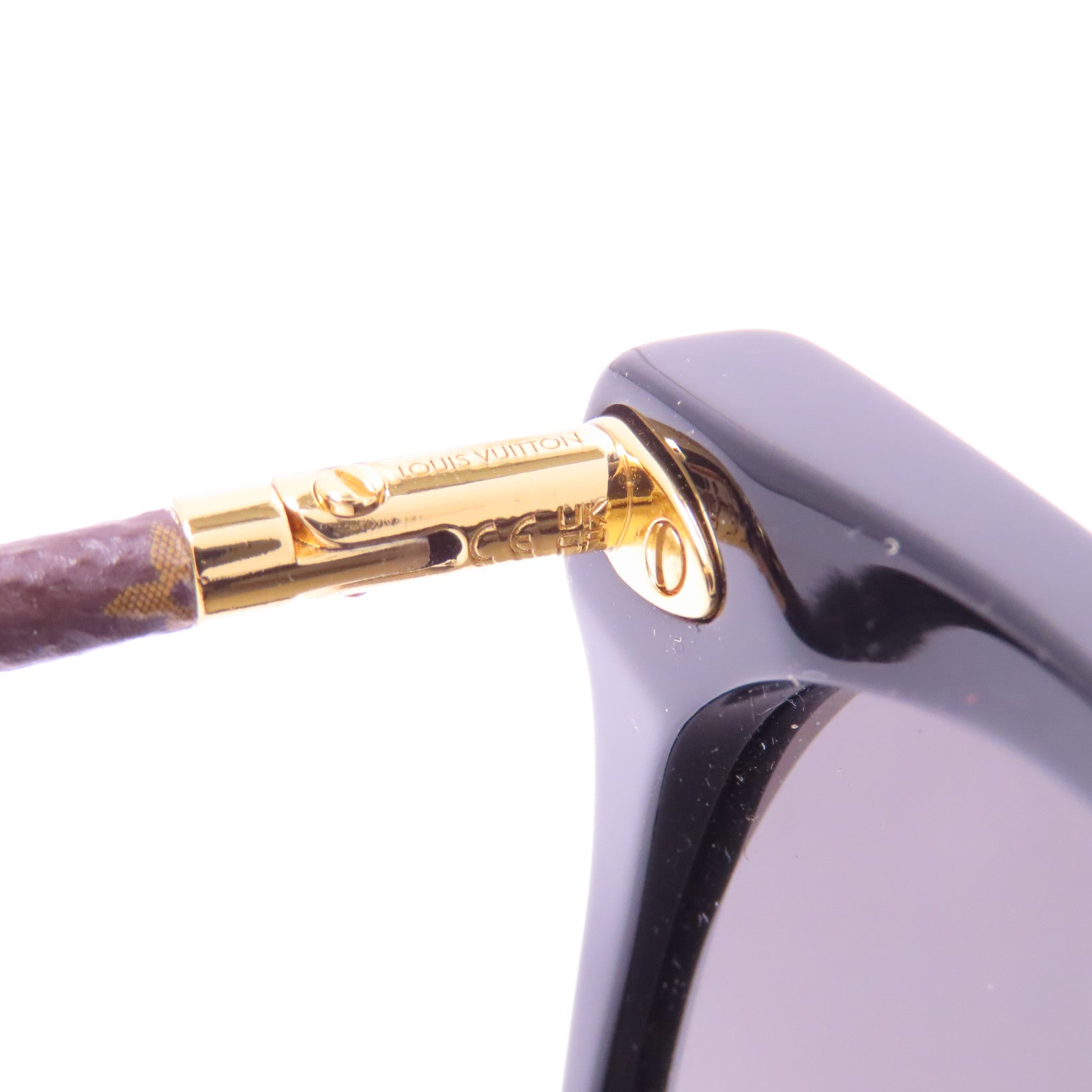 LOUIS VUITTON PVC/金屬Sunglasses金扣太陽眼鏡黑色/棕色