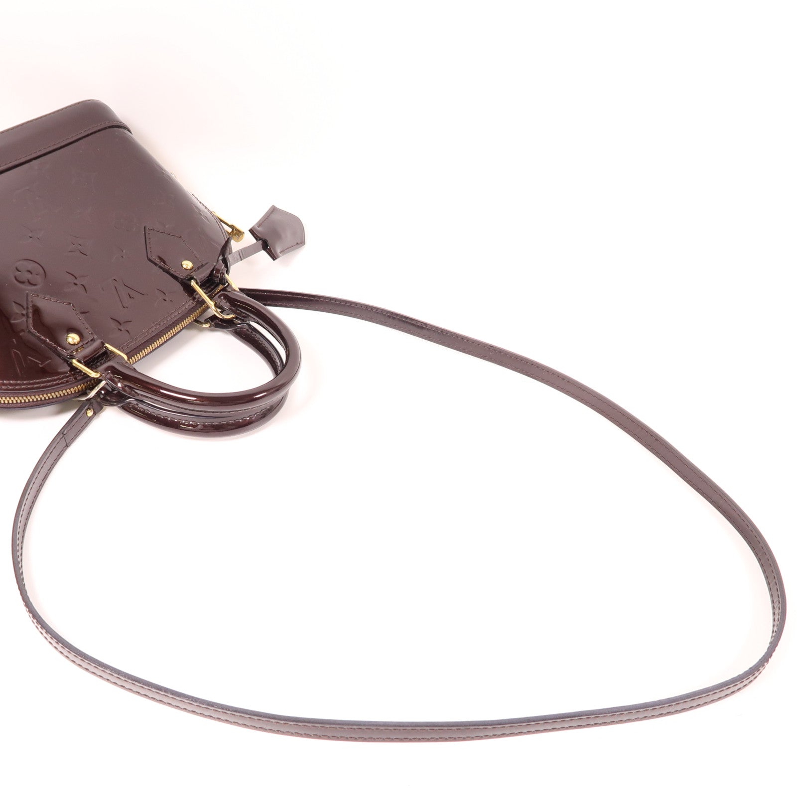 LOUIS VUITTON Vernis Alma BB金扣手挽肩背兩用袋酒紅色
