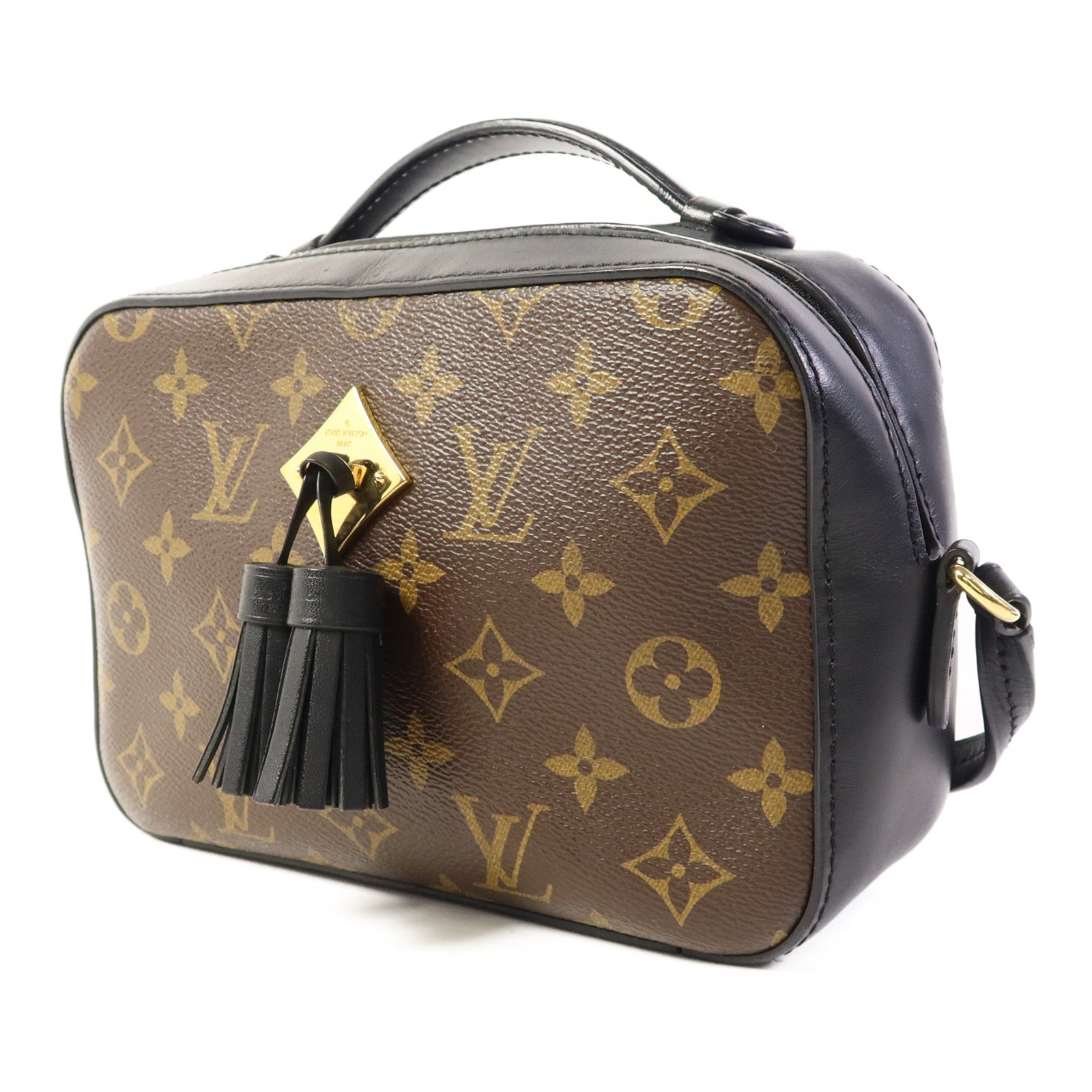 LOUIS VUITTON Monogram Saintonge金扣手挽袋棕色