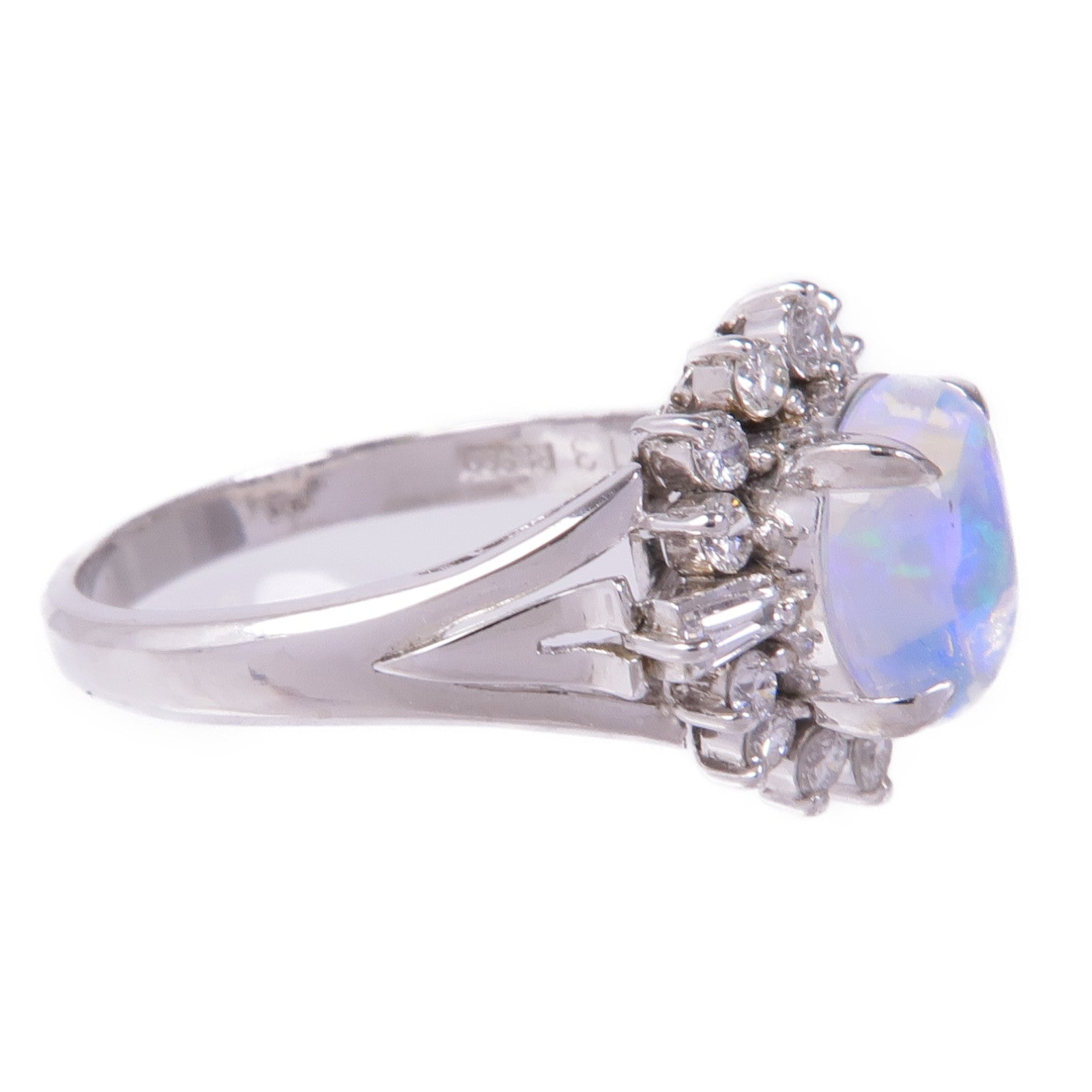 JEWELRY PT900鉑金Opal Diamond Ring蛋白石/鑽石戒指US#5.75