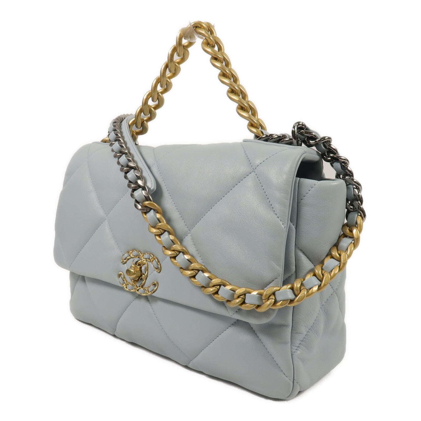 CHANEL 羊皮皮革Chanel 19鏈帶手挽肩背兩用袋