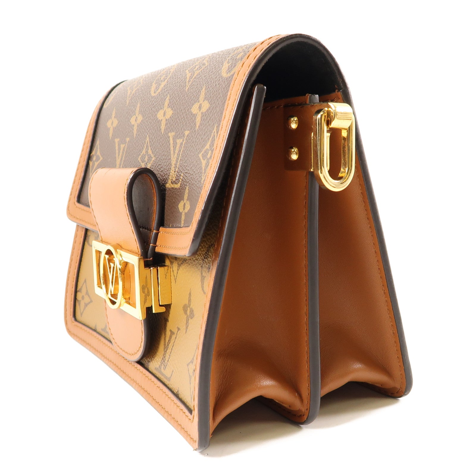 LOUIS VUITTON Monogrqam Reverse Mini Dauphine手挽肩背兩用袋棕色