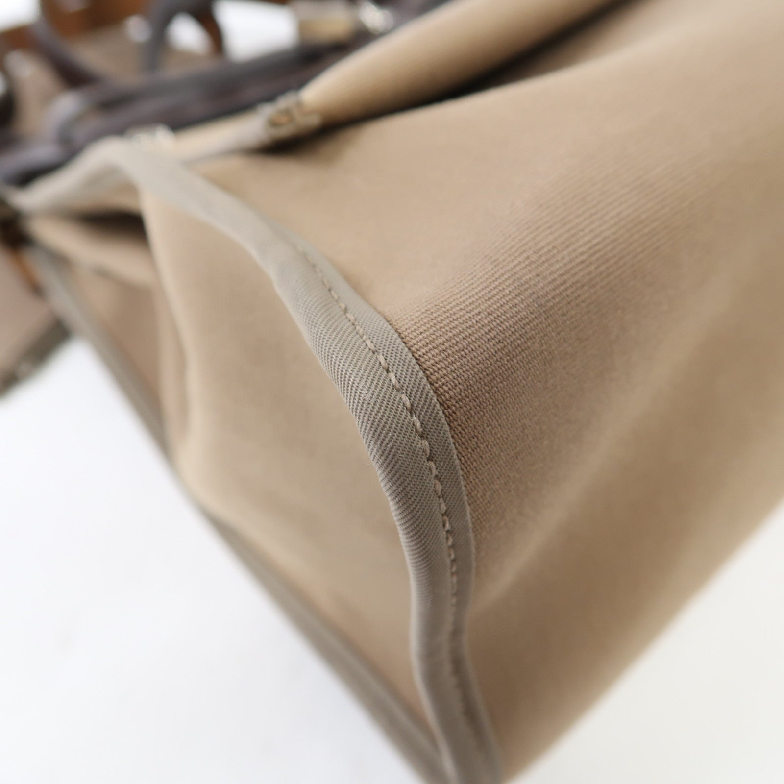 HERMES 帆布Herbag PM銀扣手挽肩背兩用袋大象灰色