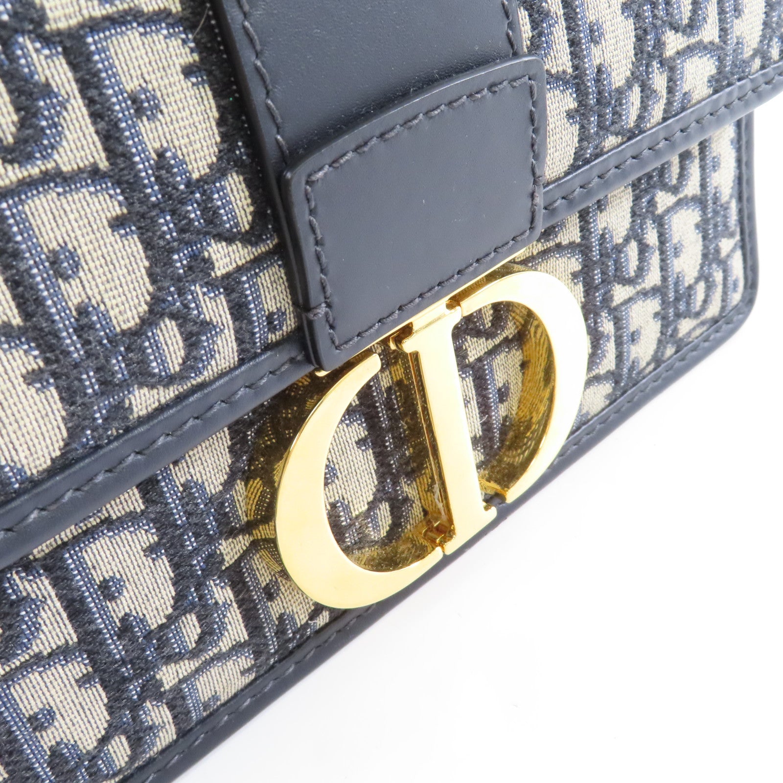 Dior Oblique帆布30 Montaigne Shoulder Bag金扣肩背袋寶藍色