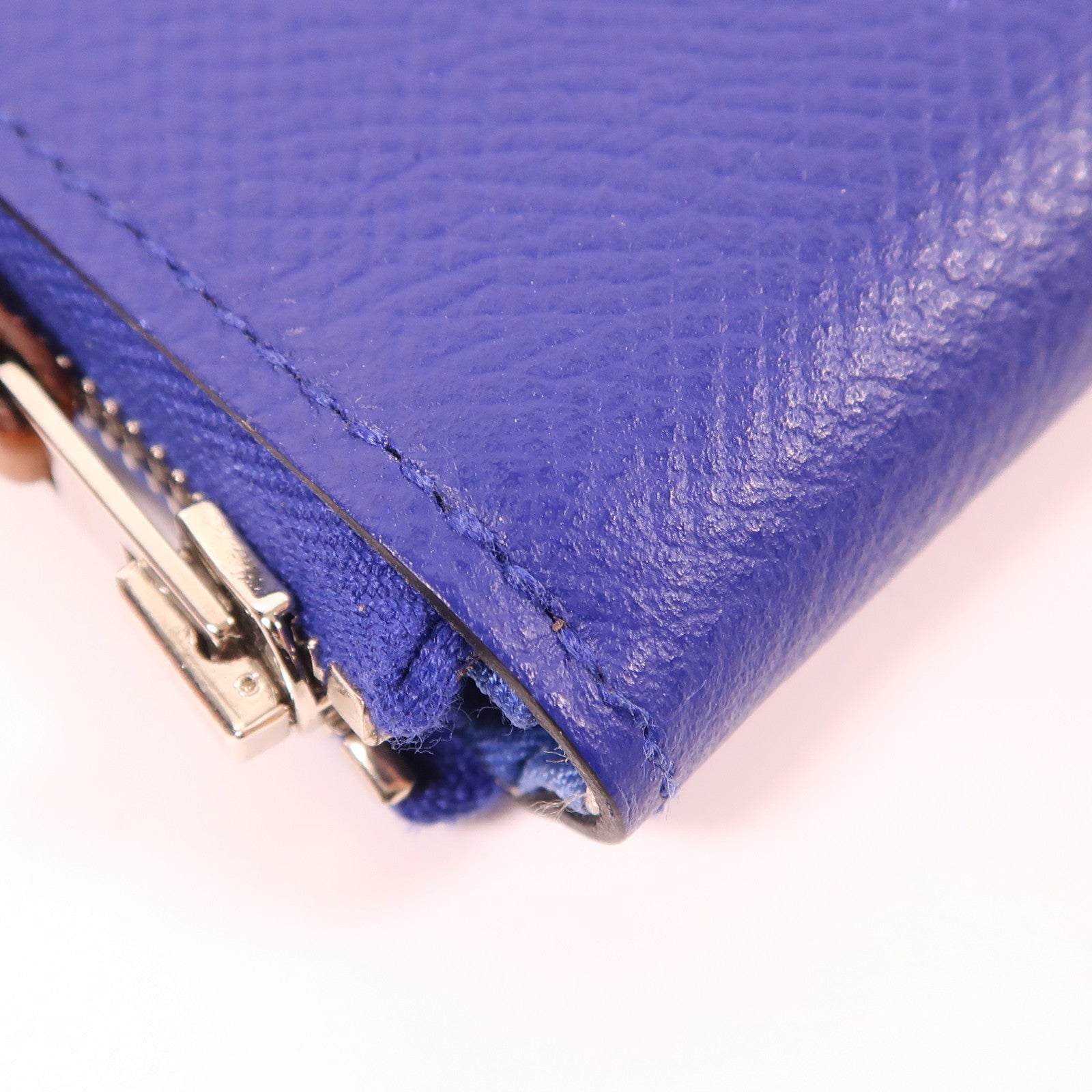 HERMES Epsom皮革Coin Purse銀扣零錢包Bleu Electrique