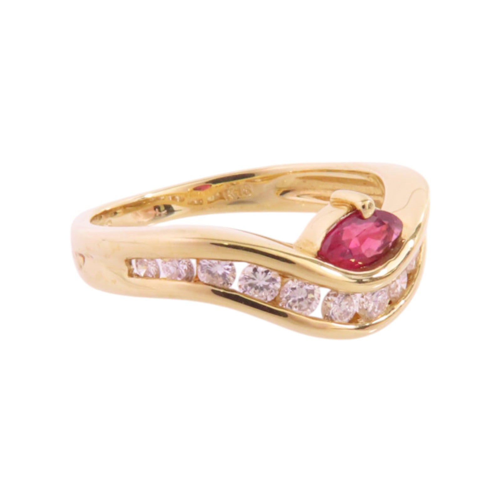JEWELRY 18K黃金/紅寶石/鑽石Ruby Diamond Ring戒指US#6
