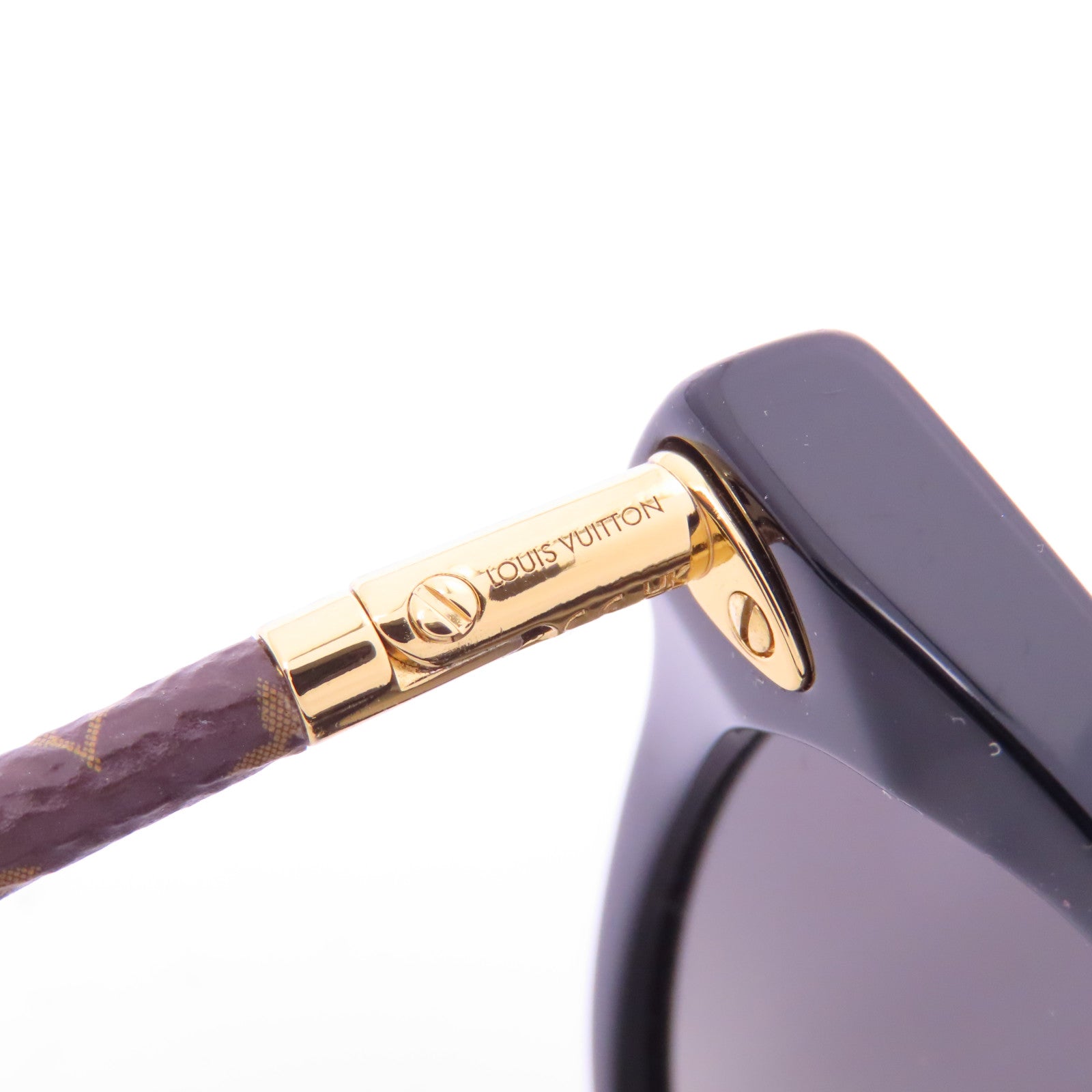 LOUIS VUITTON PVC/金屬Sunglasses金扣太陽眼鏡黑色/棕色