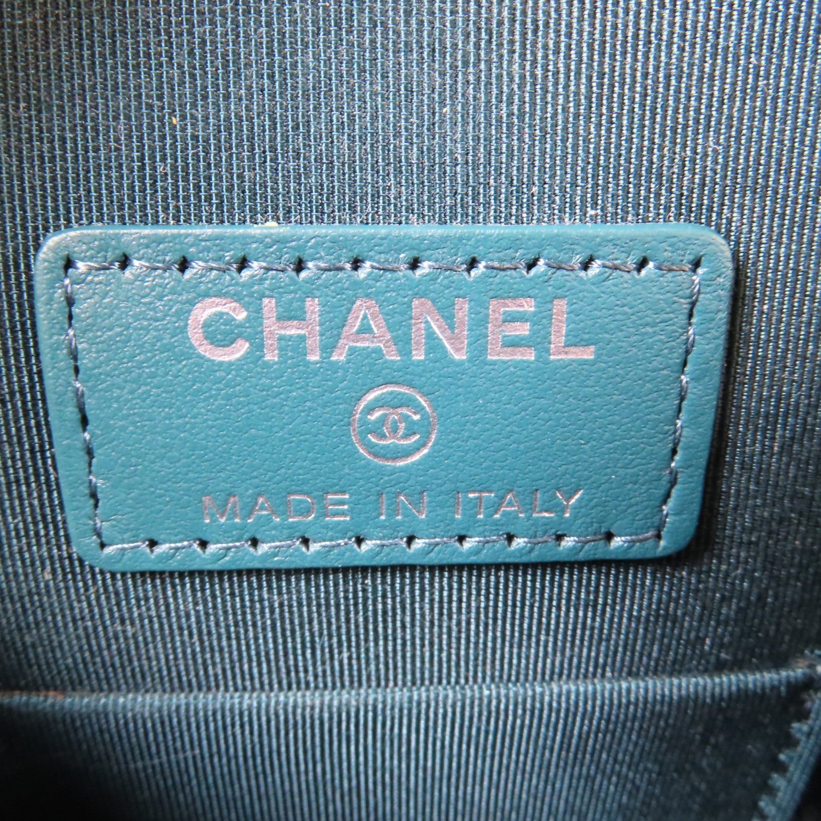 CHANEL 【激減優惠】菱格Caviar皮革Chain Phone Holder Bag銀扣鏈帶肩背袋綠色