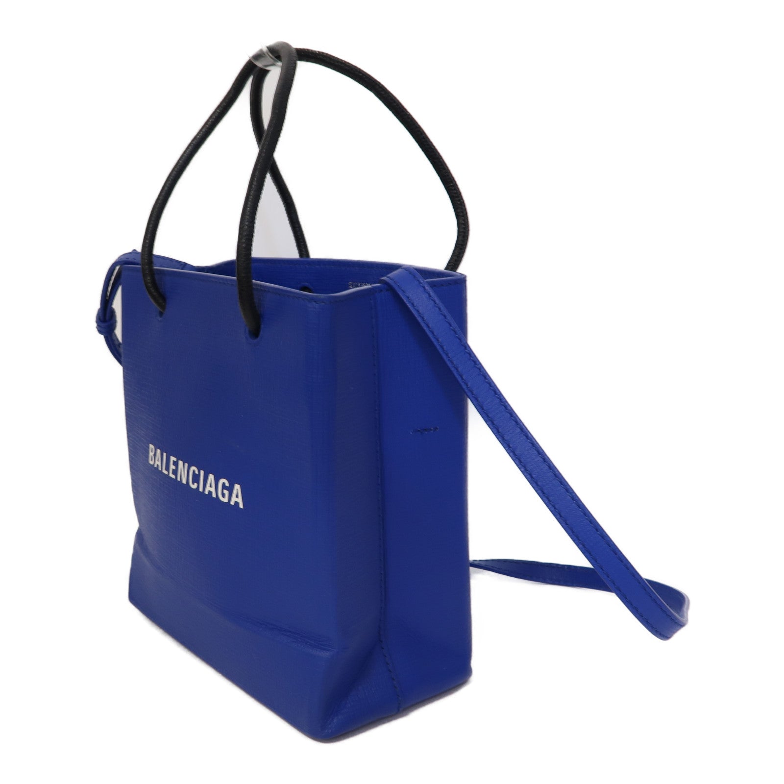BALENCIAGA 【激減優惠】牛皮皮革Tote Bag銀扣手挽肩背兩用袋藍色