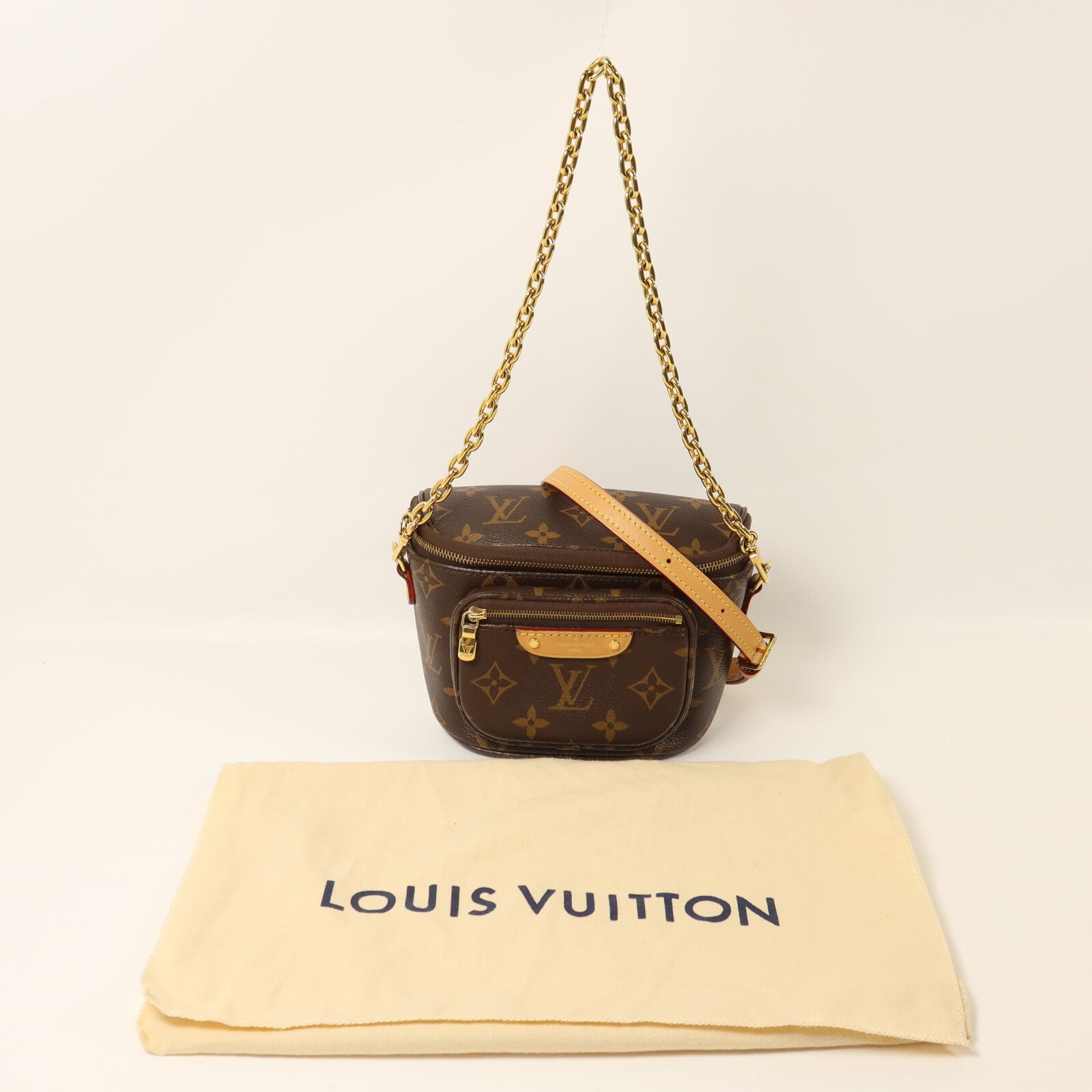 LOUIS VUITTON Monogram Mini Bumbag鏈帶手挽肩背兩用袋