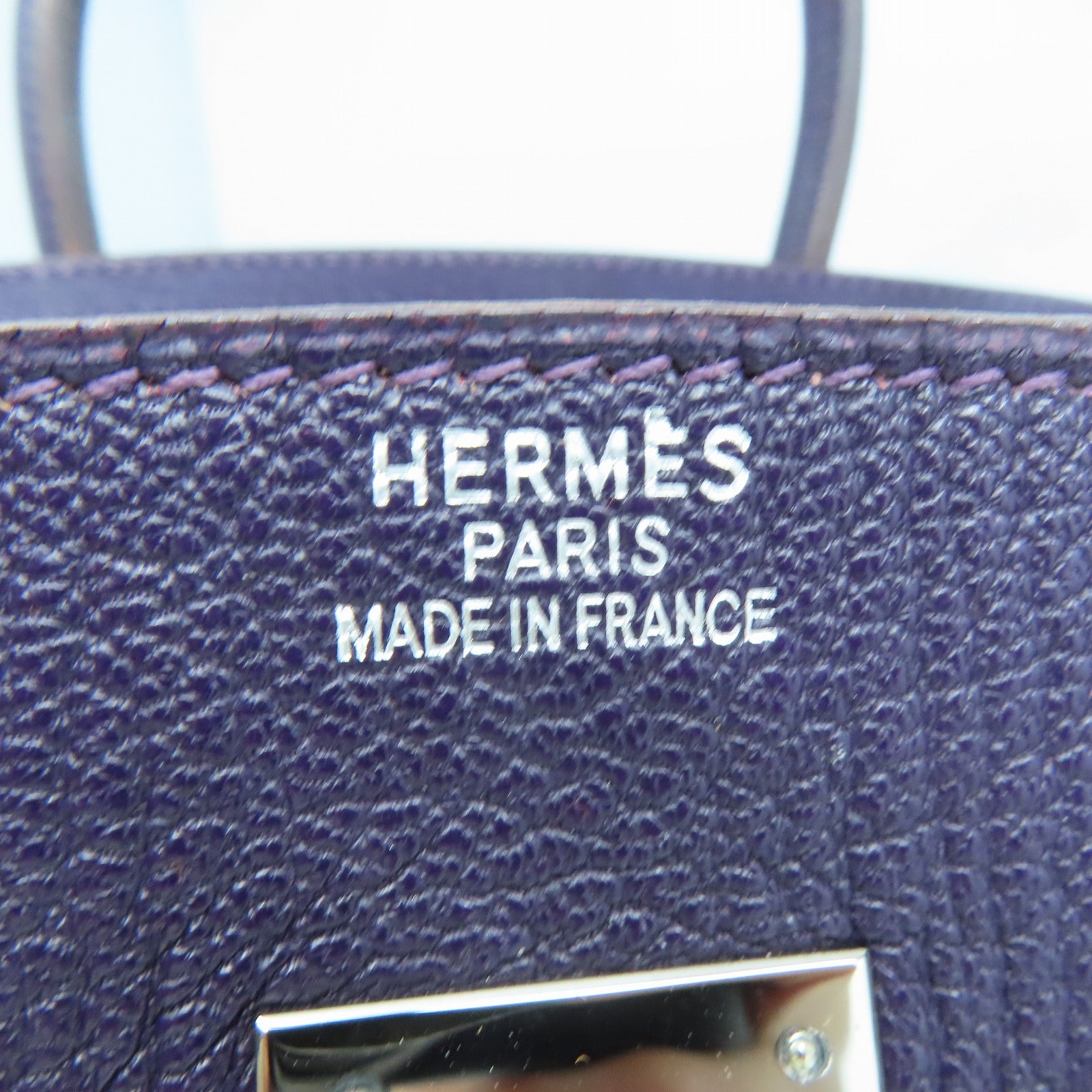 HERMES 【清倉大減價】Chevre皮革Birkin 35銀扣手挽袋葡萄乾紫色