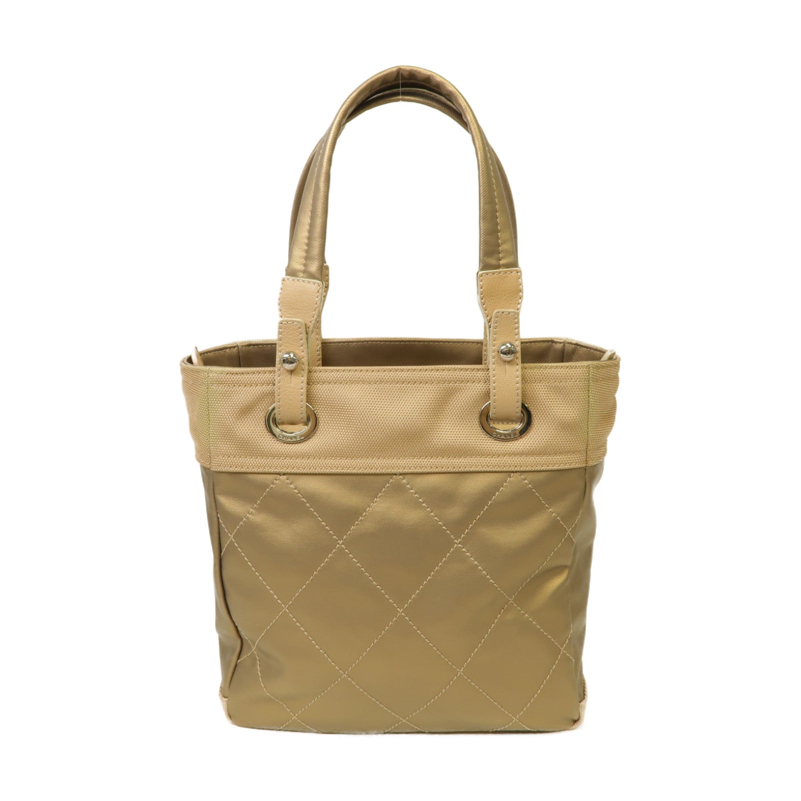 CHANEL 【激減優惠】塗層帆布Paris-Biarritz Tote Bag銀扣手挽袋金色