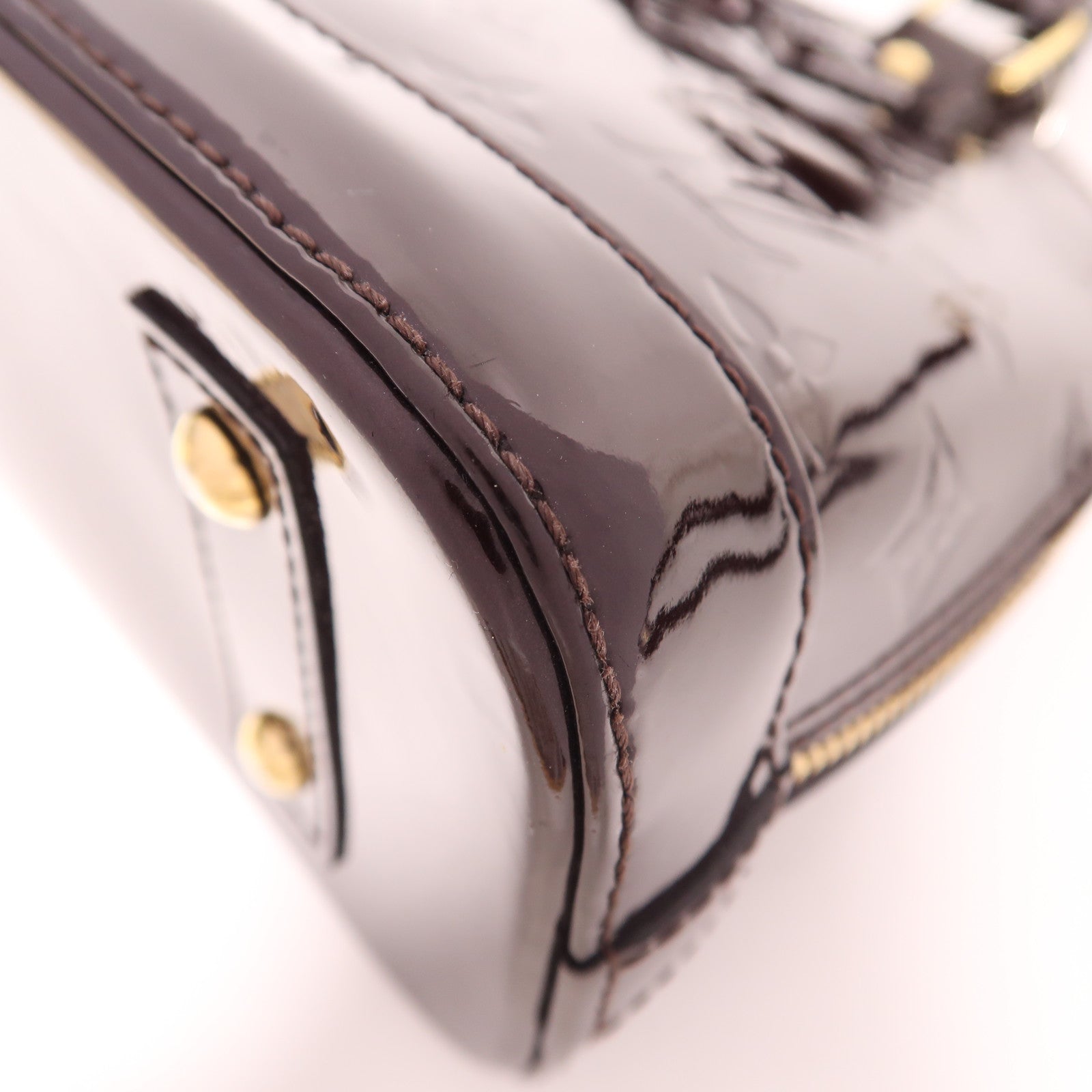 LOUIS VUITTON Vernis Alma BB金扣手挽肩背兩用袋酒紅色