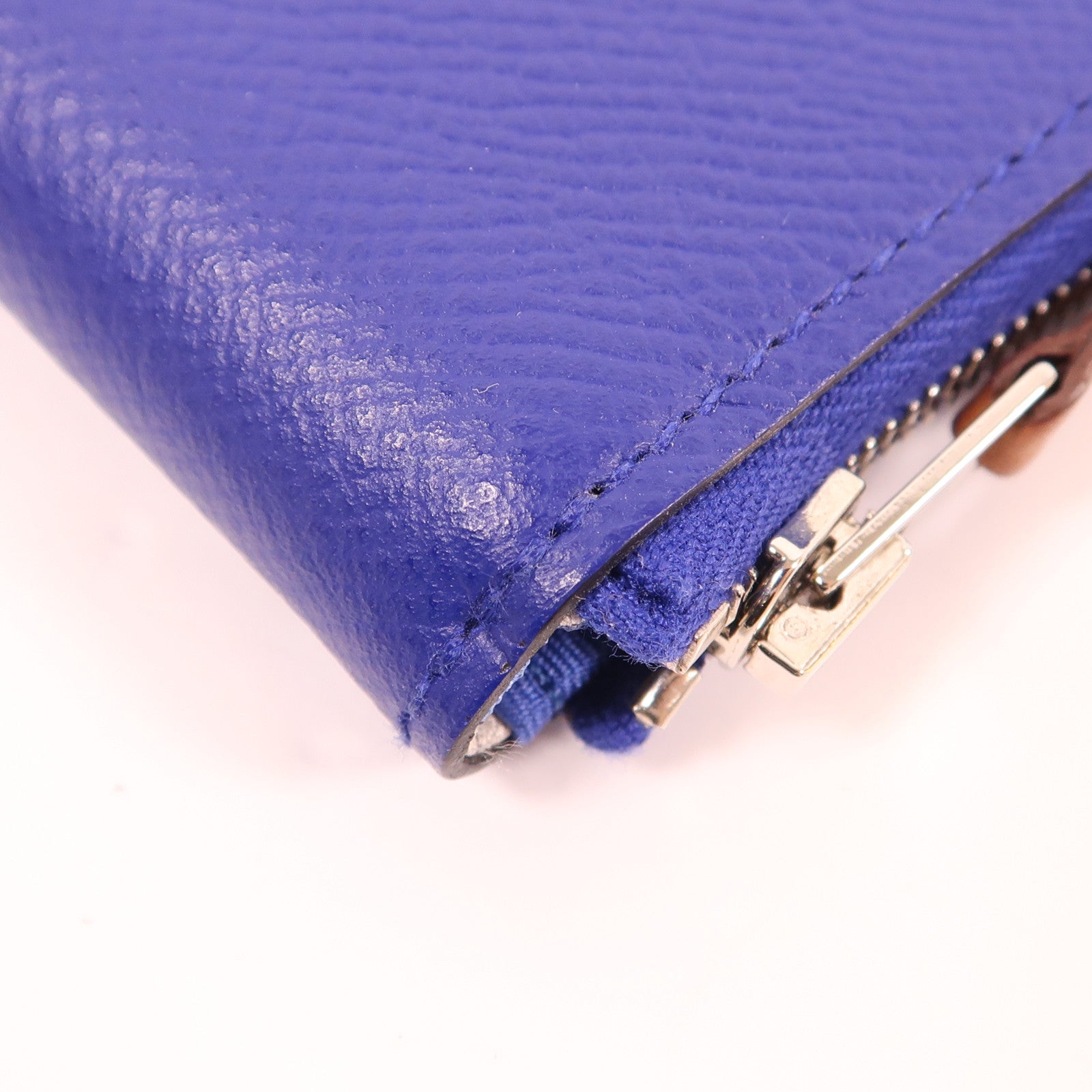 HERMES Epsom皮革Coin Purse銀扣零錢包Bleu Electrique