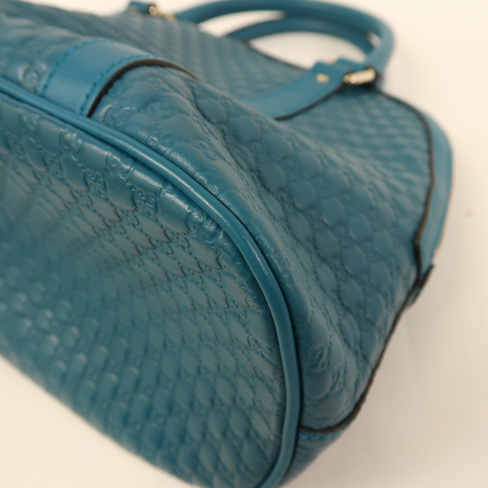 GUCCI 牛皮皮革Micro Guccissima金扣手挽肩背兩用袋藍色