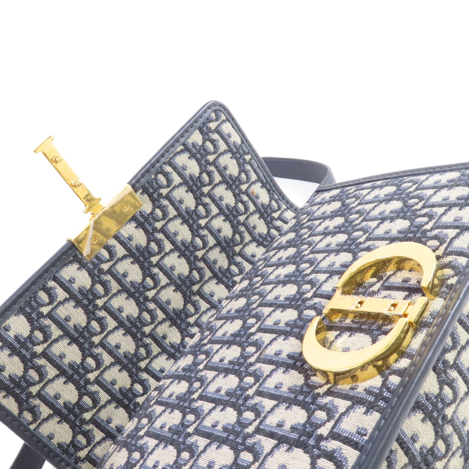 Dior Oblique帆布30 Montaigne Shoulder Bag金扣肩背袋寶藍色