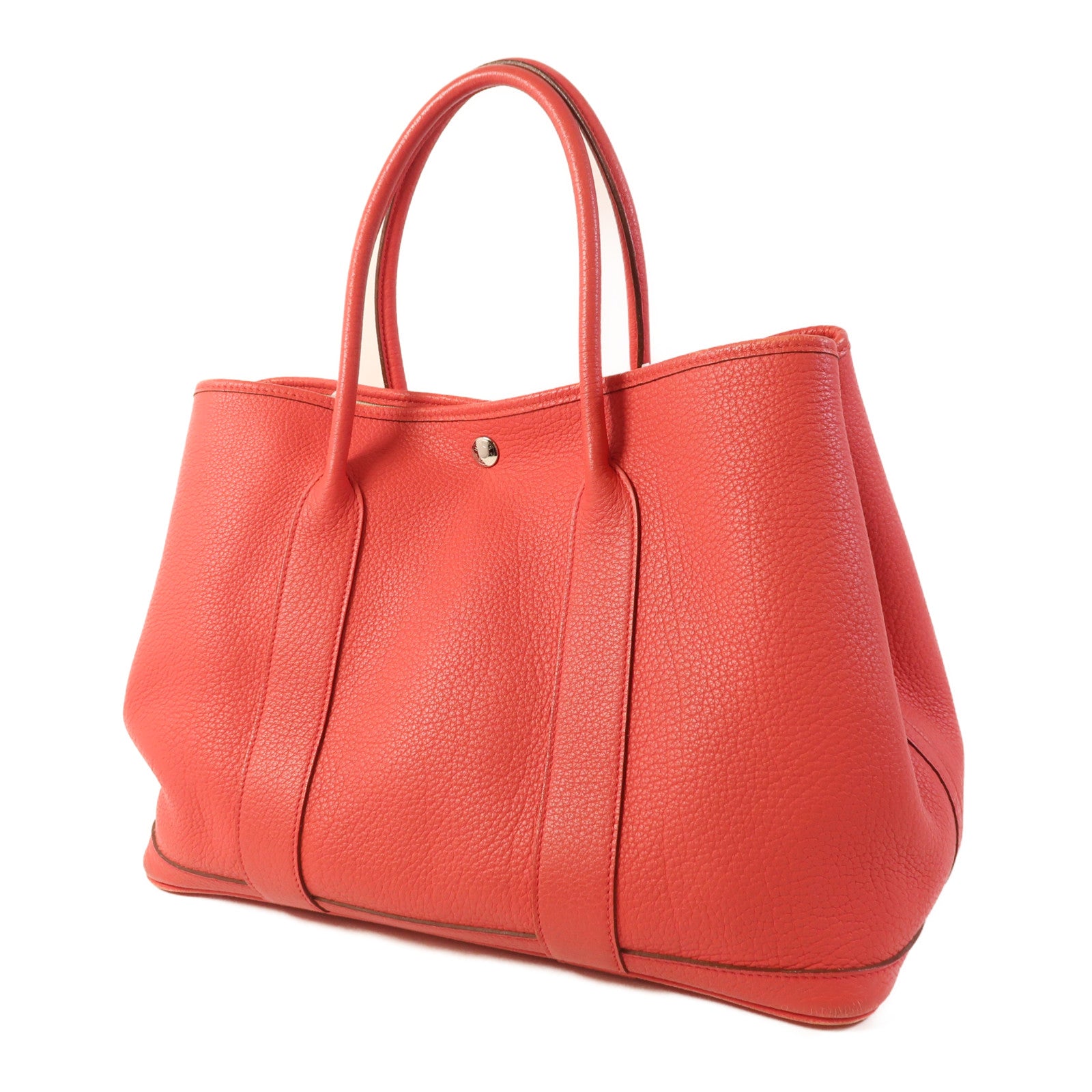 HERMES PHW Garden Party PM Tote Bag Handbag Negonda Leather Bougainvillier Red