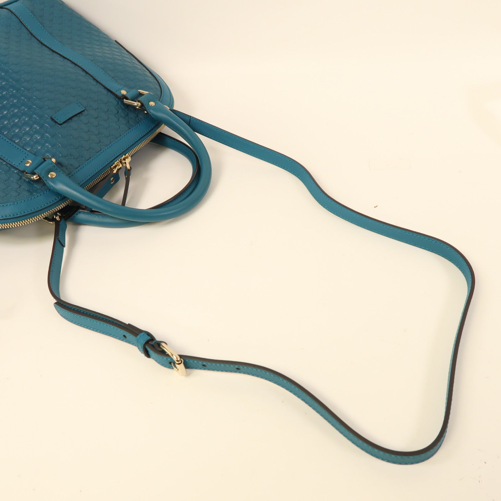 GUCCI 牛皮皮革Micro Guccissima金扣手挽肩背兩用袋藍色