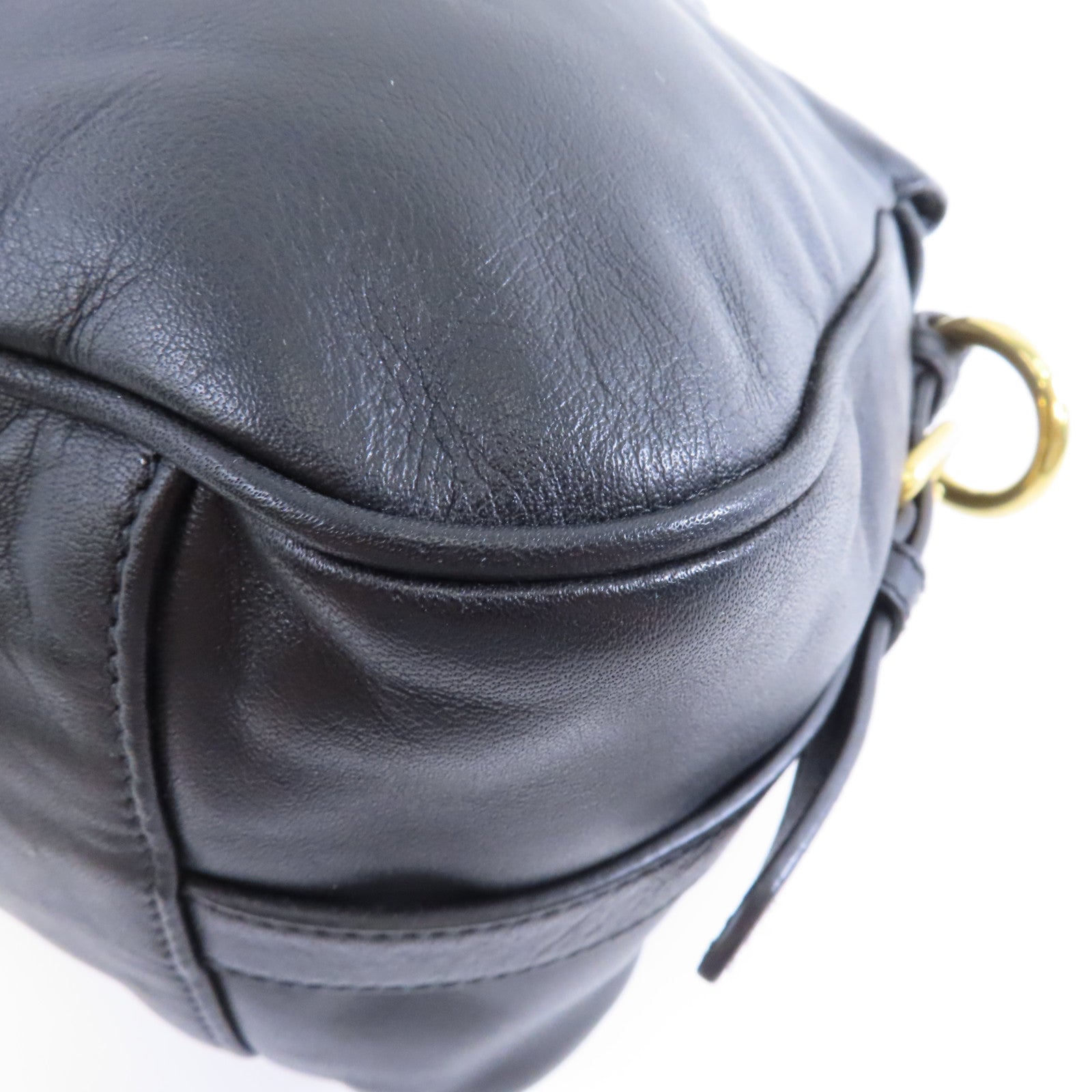 PRADA 牛皮皮革Shoulder Bag金扣手挽肩背兩用袋黑色