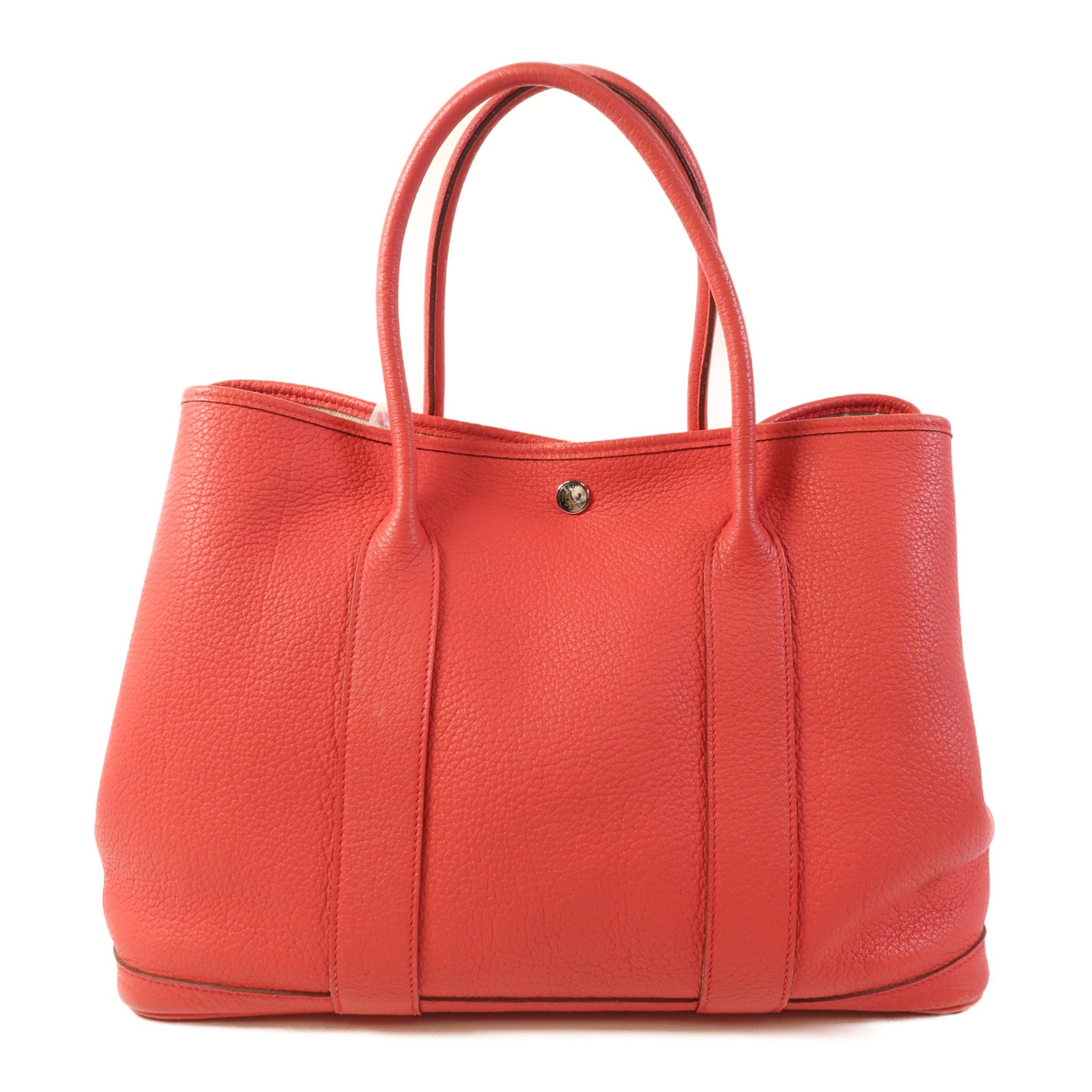 HERMES PHW Garden Party PM Tote Bag Handbag Negonda Leather Bougainvillier Red