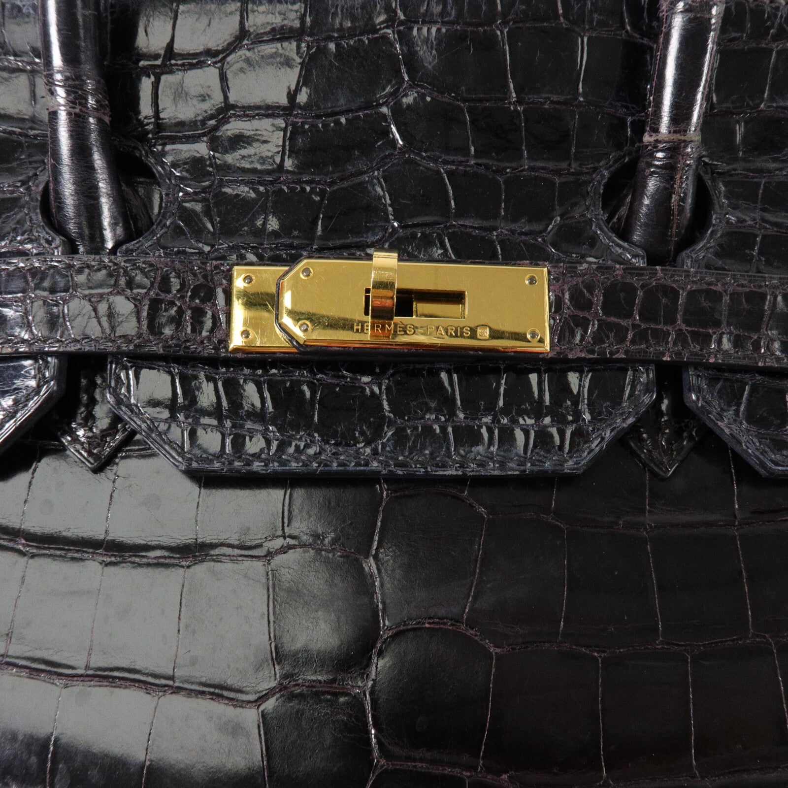 HERMES 鱷魚皮革Birkin 35手挽袋Noir