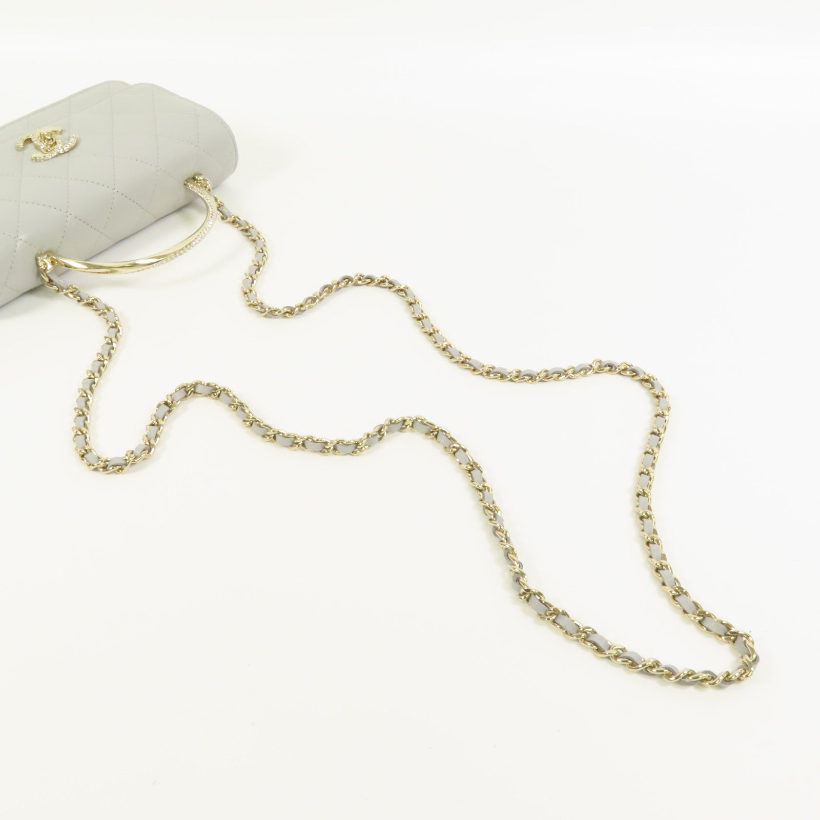 CHANEL 羊皮皮革Chain Shoulder金扣手挽肩背兩用袋