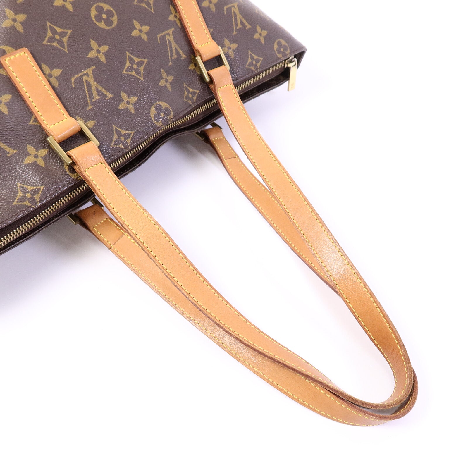 LOUIS VUITTON Monogram Cabas Mezzo金扣肩背袋棕色