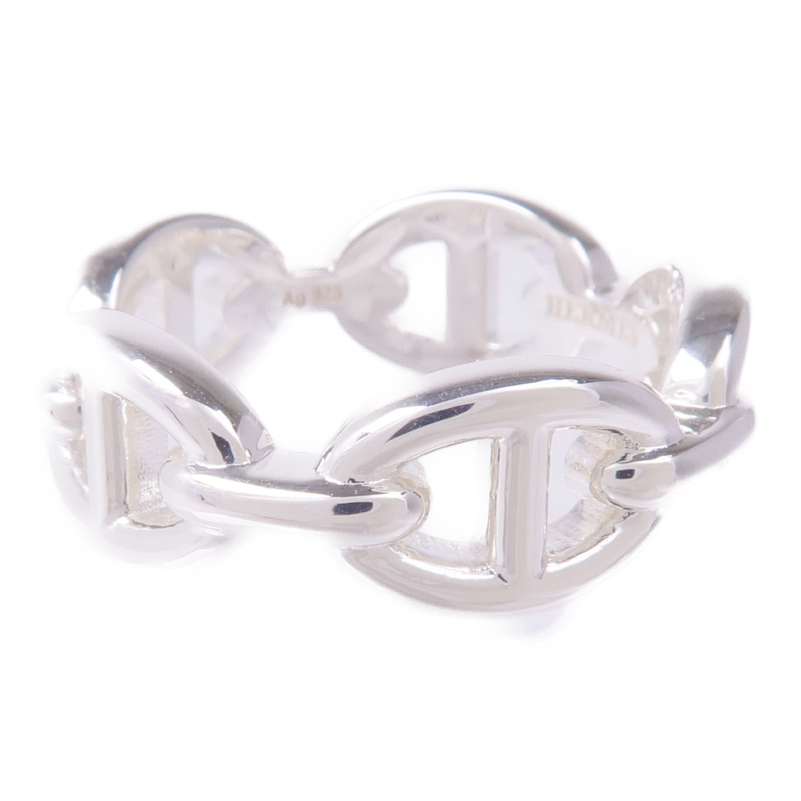 HERMES 925純銀Chaine d'ancre Enchainee Ring戒指Hermes#53/US#6.5
