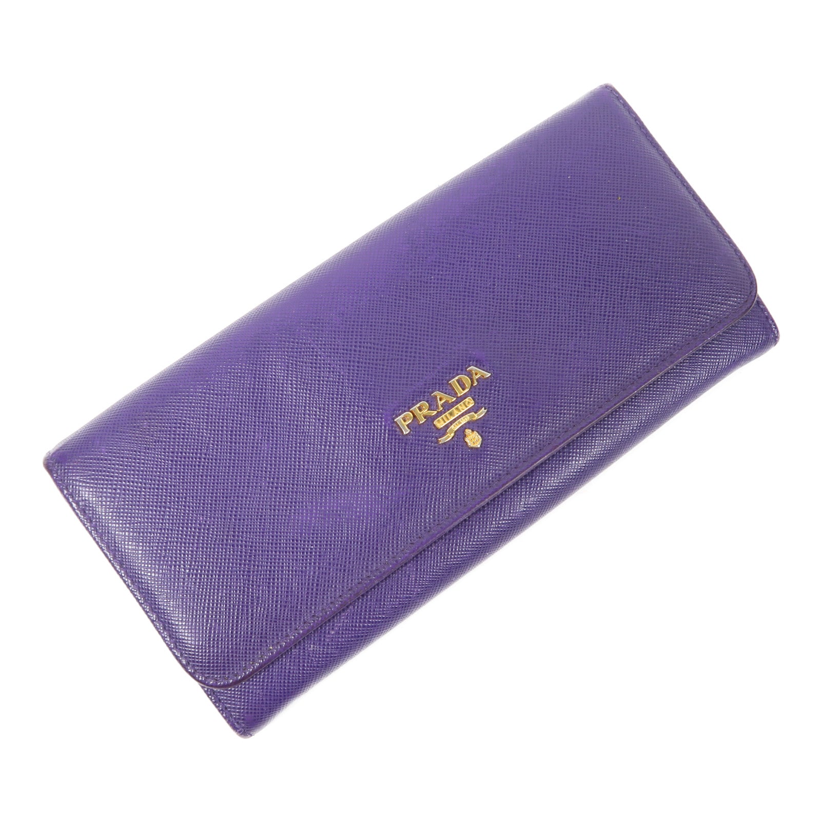 PRADA 牛皮皮革Long Wallet金扣長錢包紫色