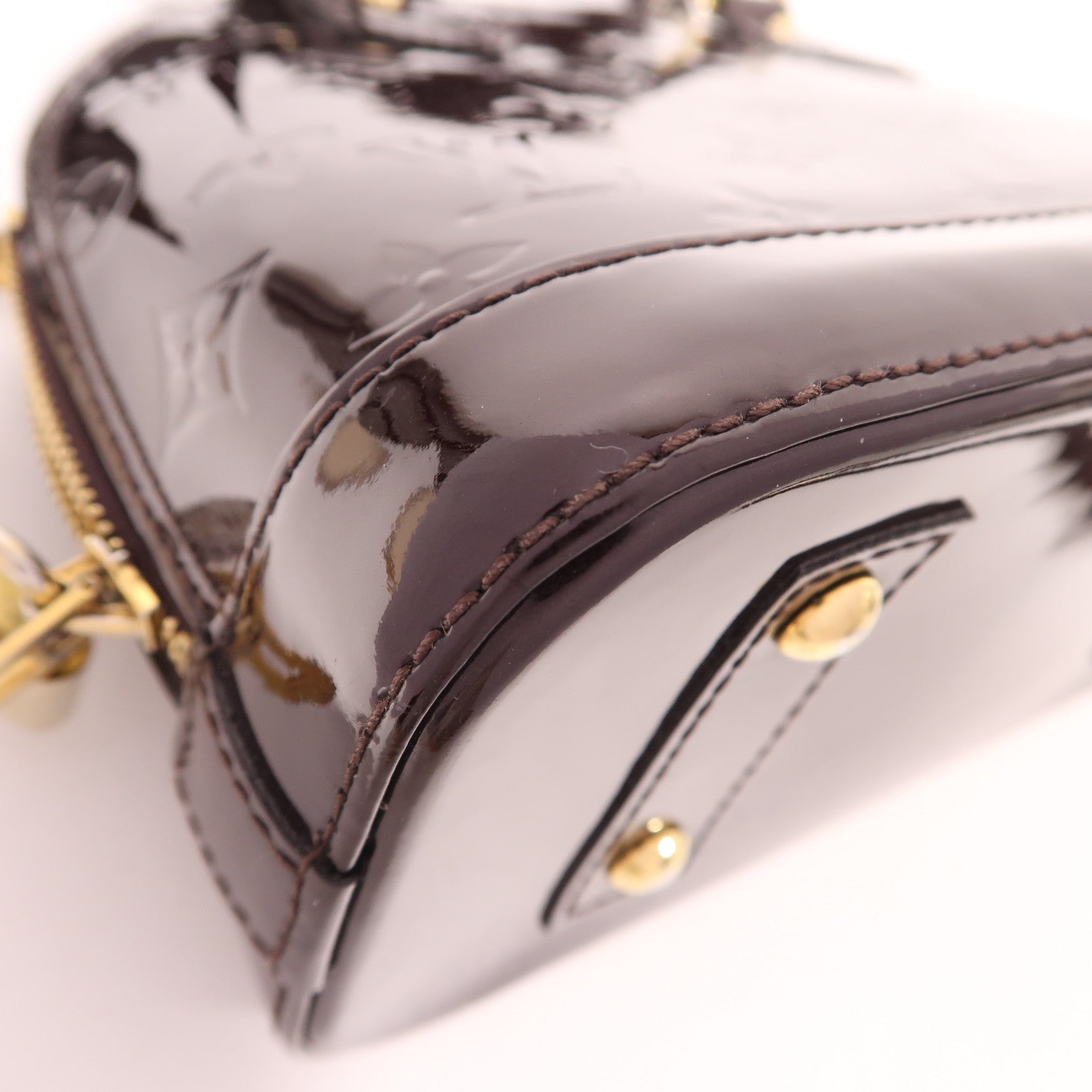 LOUIS VUITTON Vernis Alma BB金扣手挽肩背兩用袋酒紅色