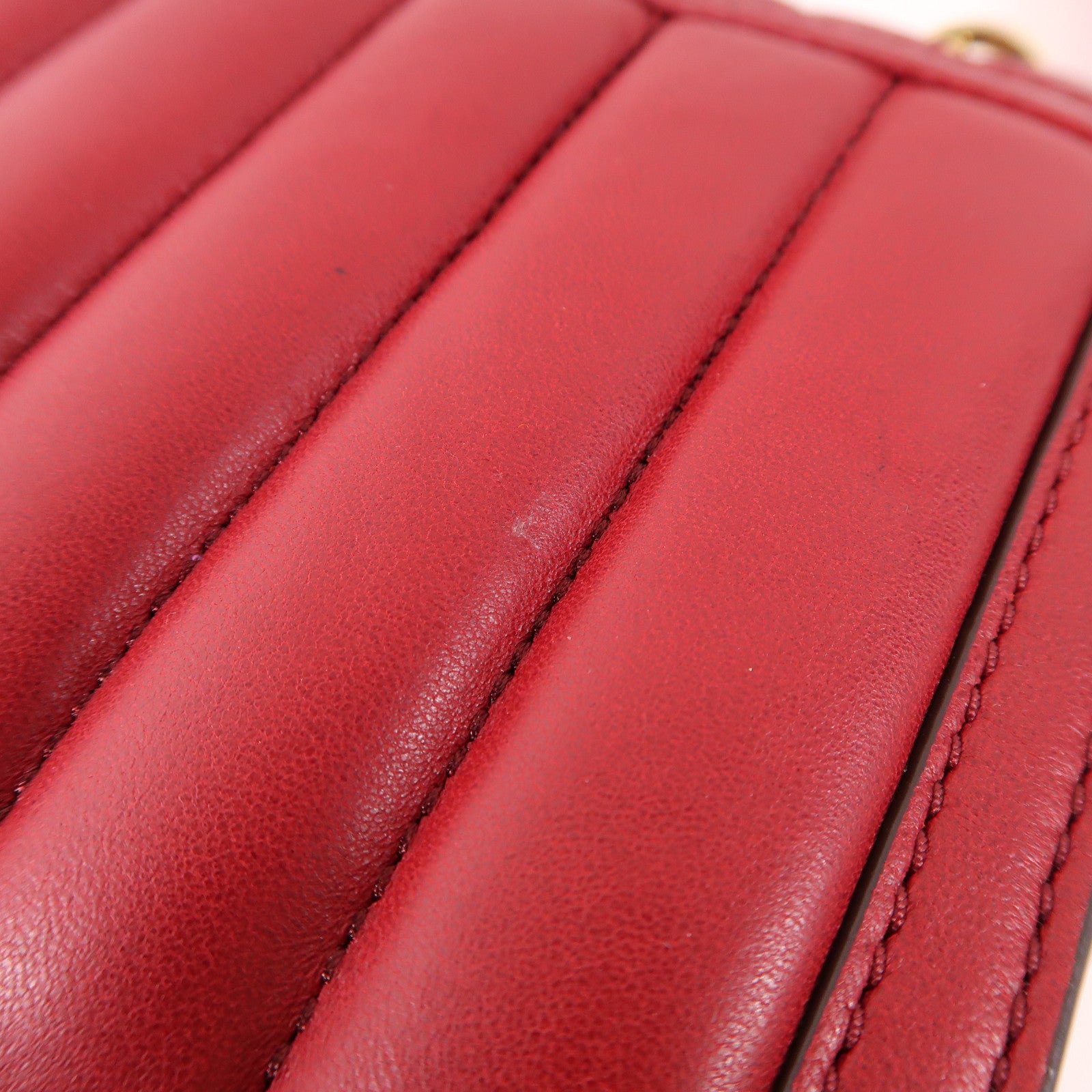 MICHAEL KORS Chain Shoulder Bag Lambskin Leather Red