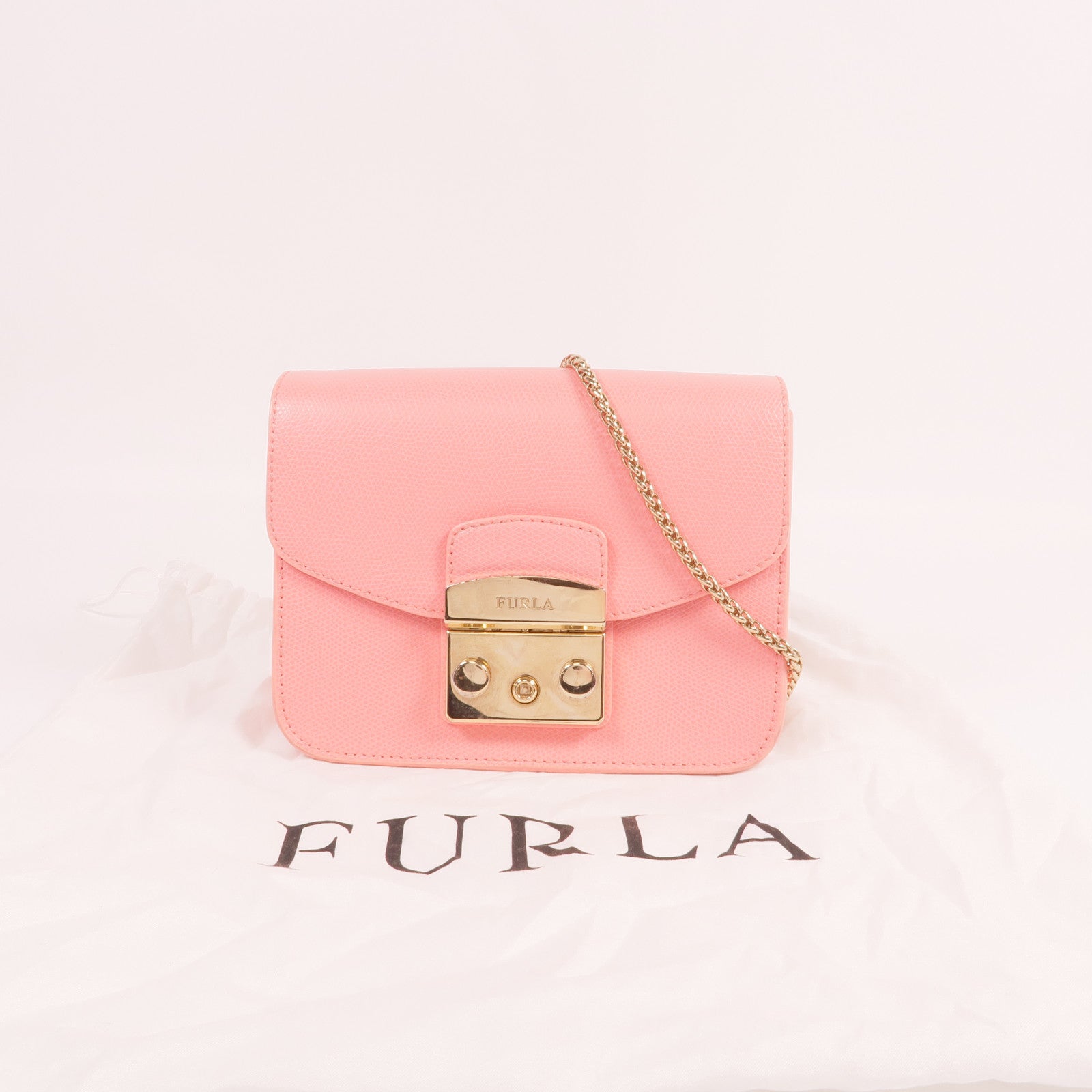 Furla 牛皮皮革Metropolis Mini Bag金扣鏈帶肩背袋