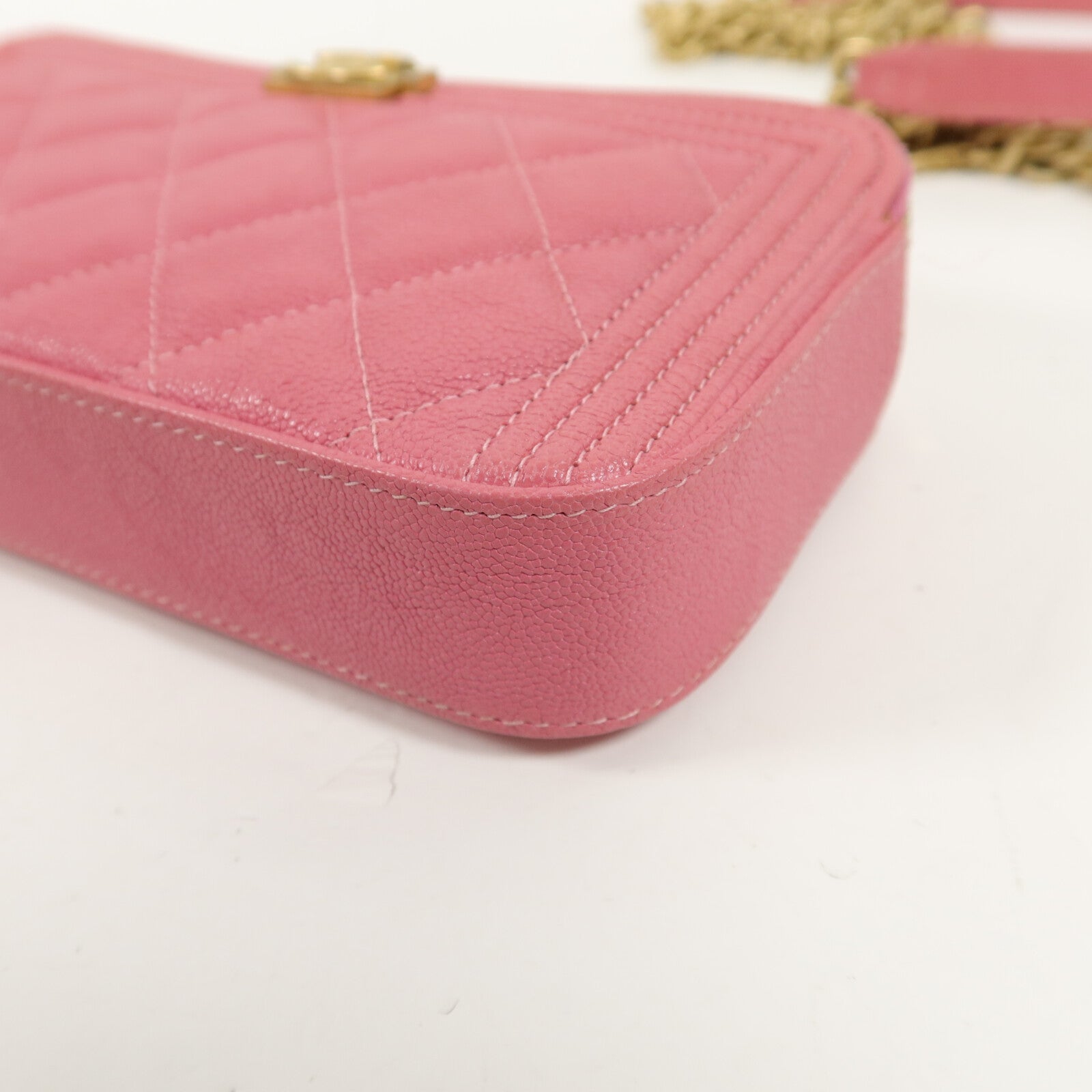 CHANEL 牛皮皮革Boy Double Zip Woc鏈帶肩背袋