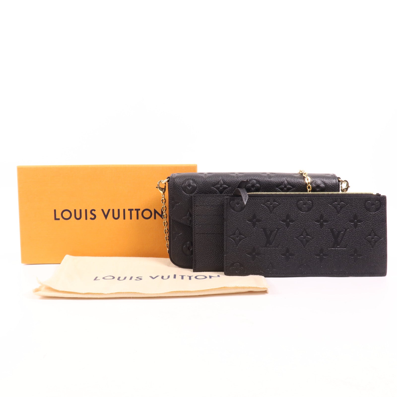 LOUIS VUITTON Monogram Empreinte Felicie Pochette 金扣鏈帶肩背袋