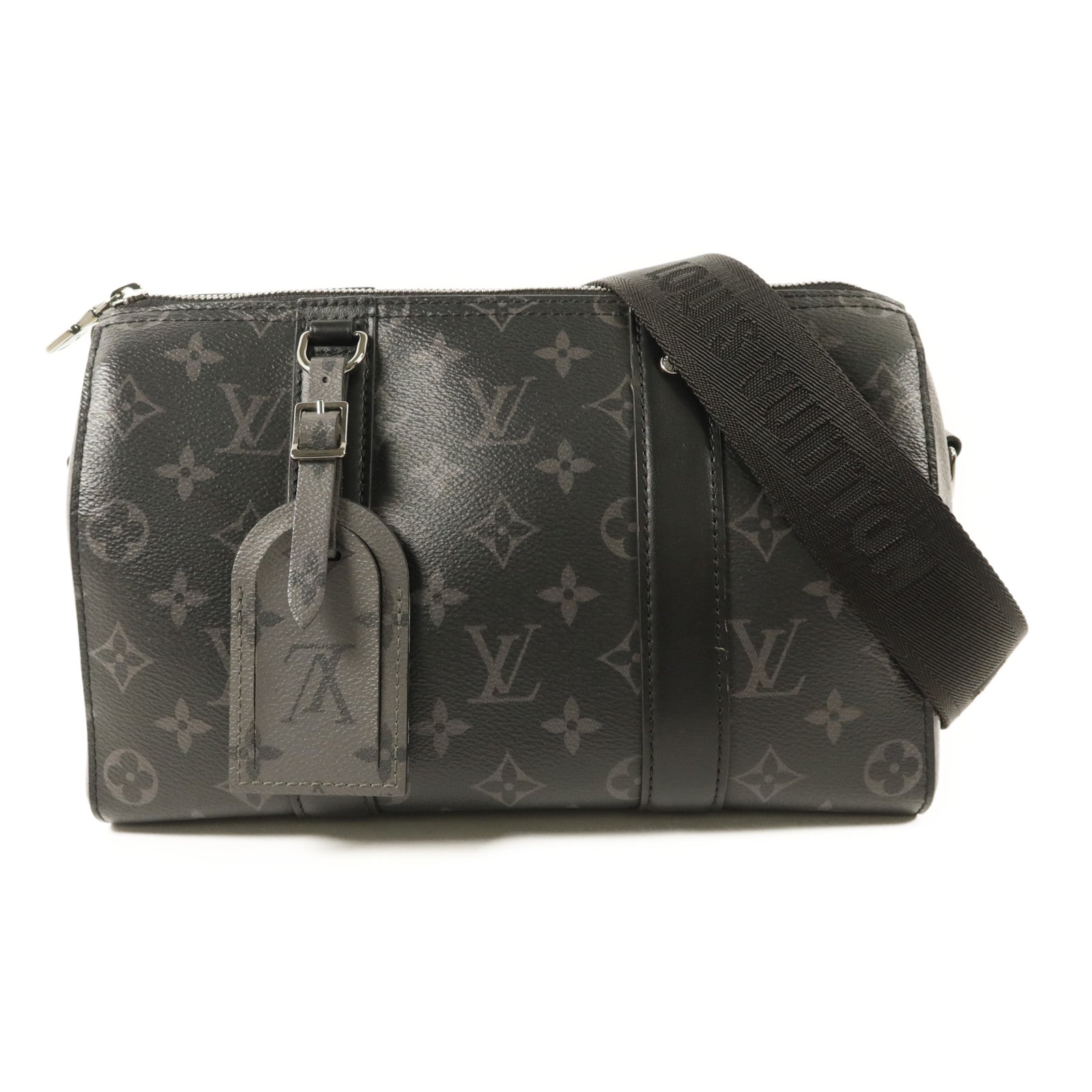 LOUIS VUITTON Monogram Eclipse City Keepall銀扣手挽肩背兩用袋