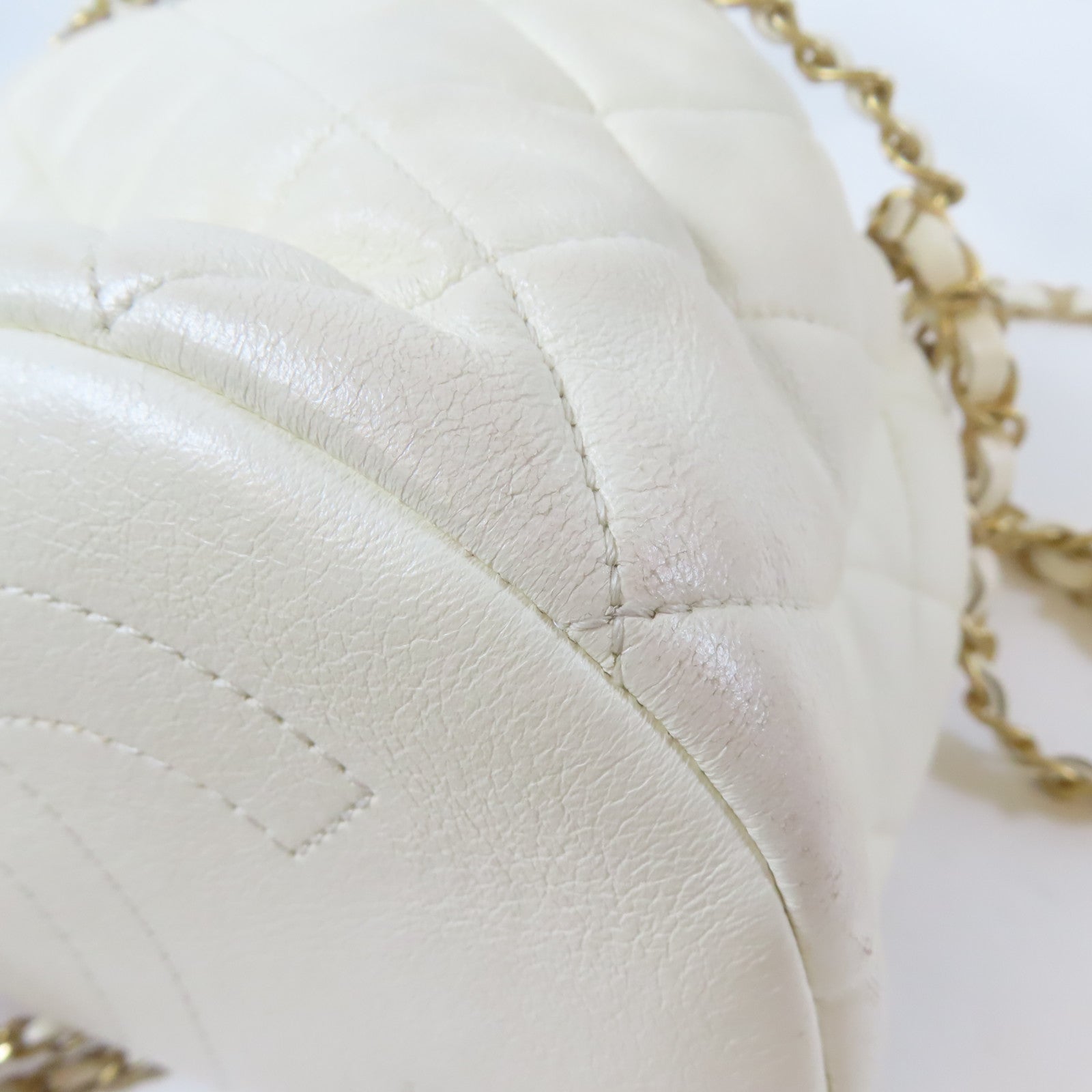 CHANEL 【激減優惠】菱格牛皮皮革Shoulder Bag金扣手挽肩背兩用袋白色