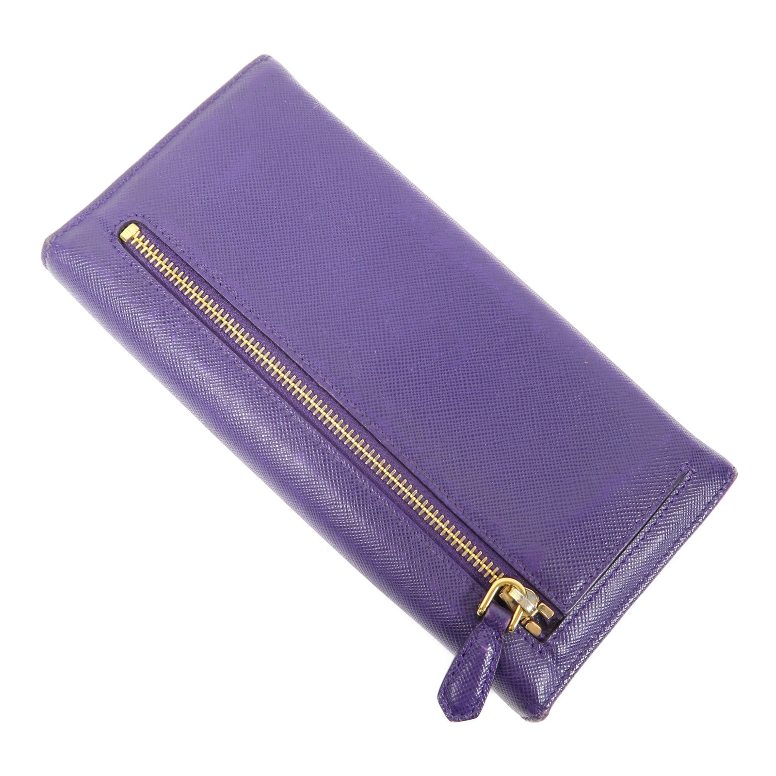 PRADA 牛皮皮革Long Wallet金扣長錢包紫色