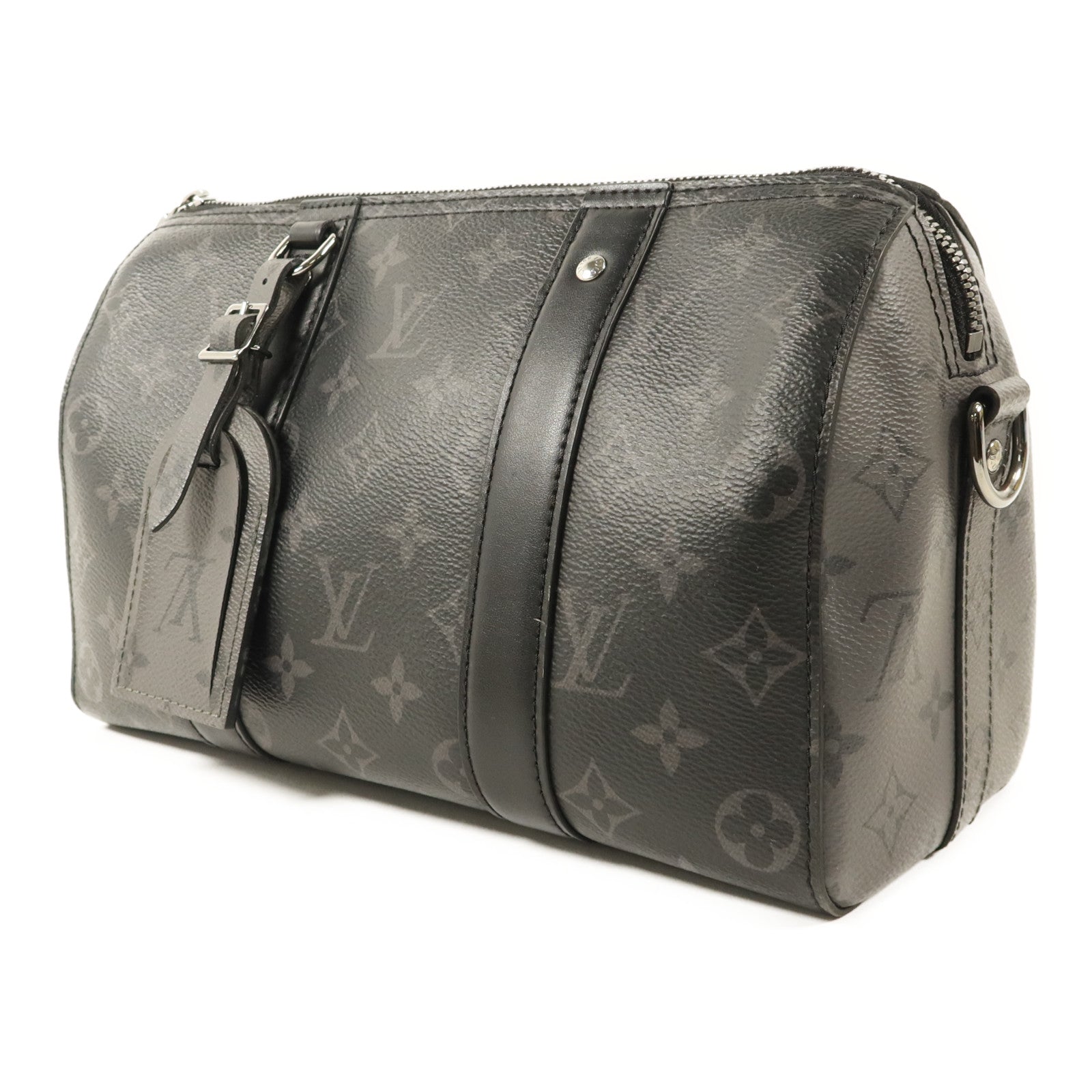 LOUIS VUITTON Monogram Eclipse City Keepall銀扣手挽肩背兩用袋