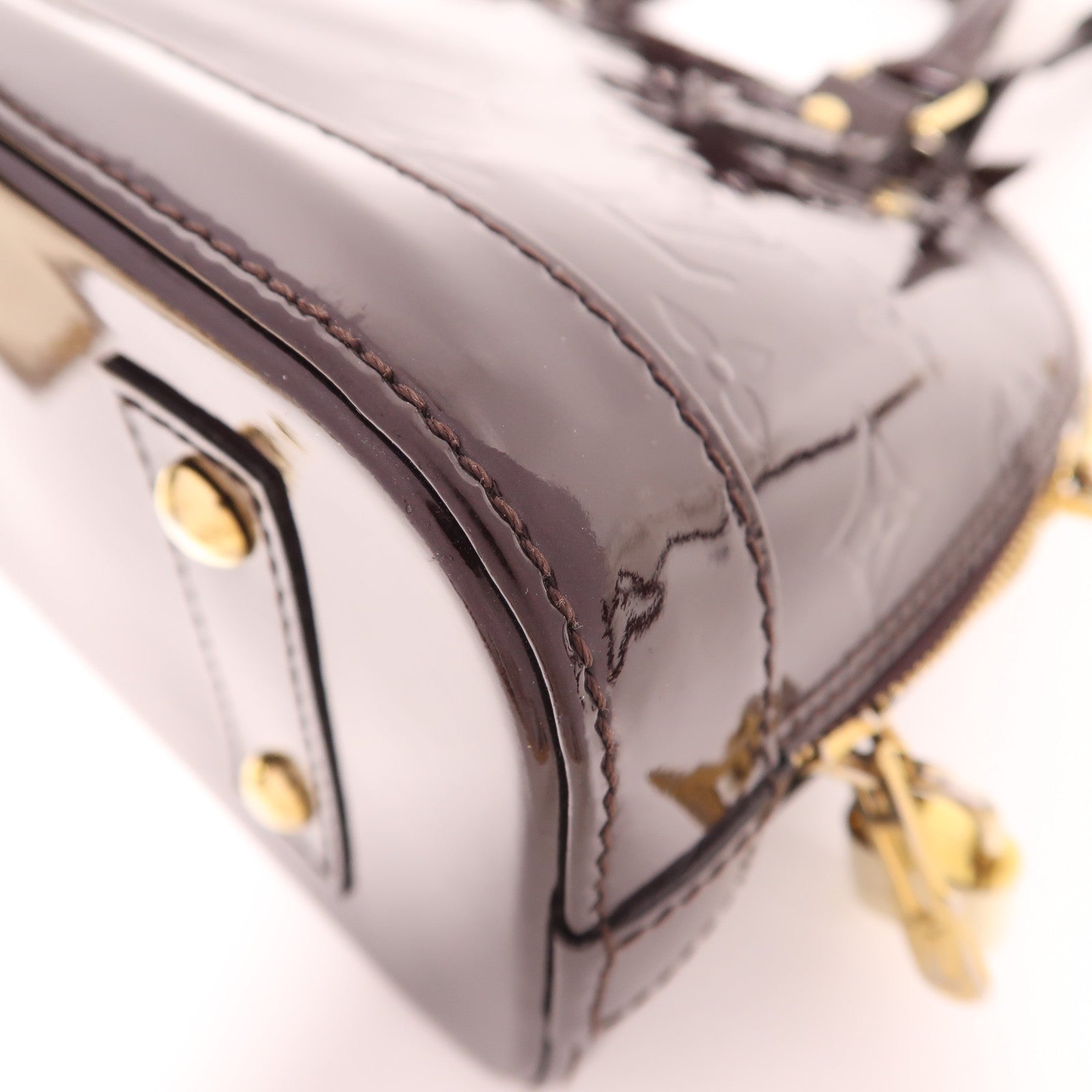 LOUIS VUITTON Vernis Alma BB金扣手挽肩背兩用袋酒紅色