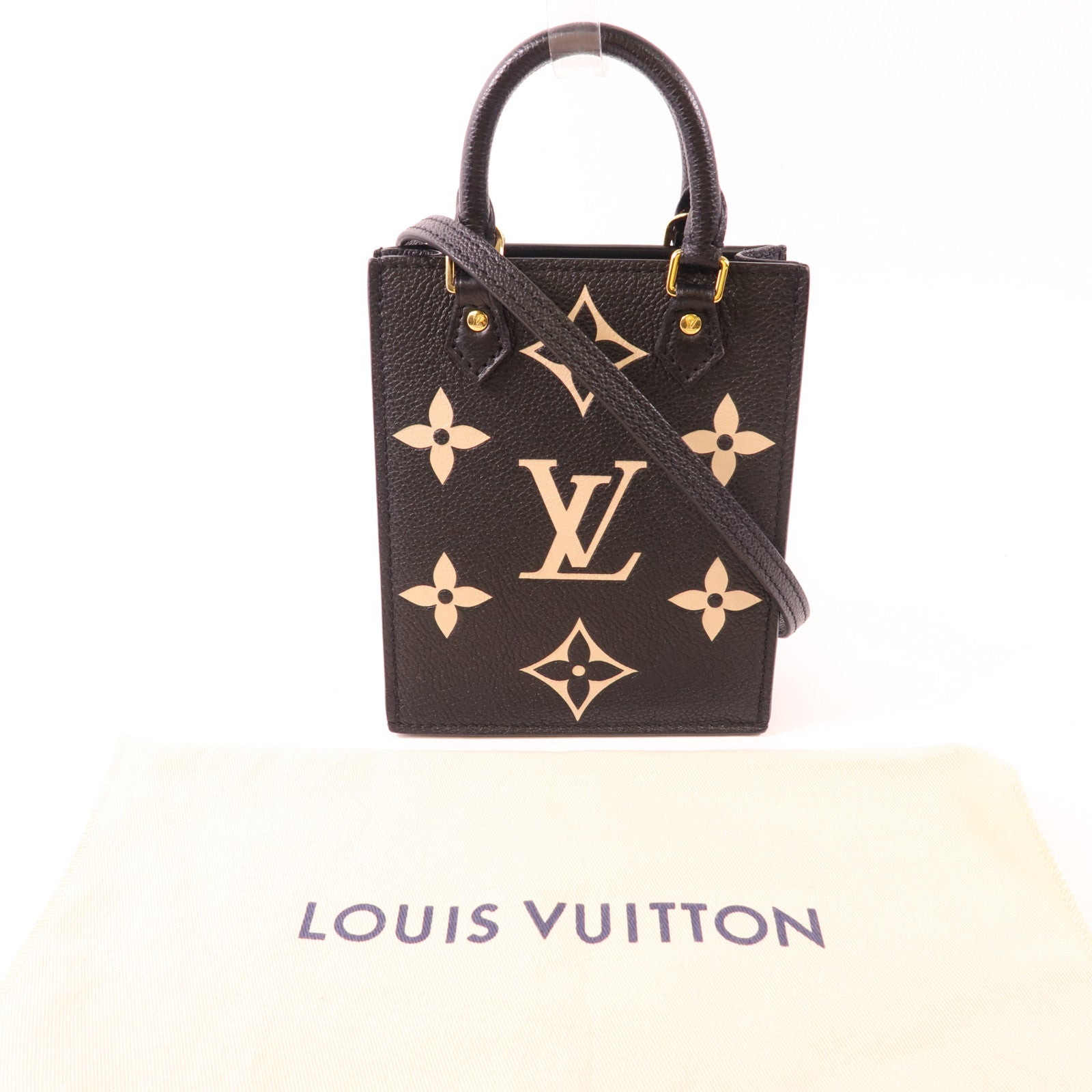 LOUIS VUITTON LV Petit Sac Plat 2Way Shoulder Handbag M57937 Monogram Eepreinte