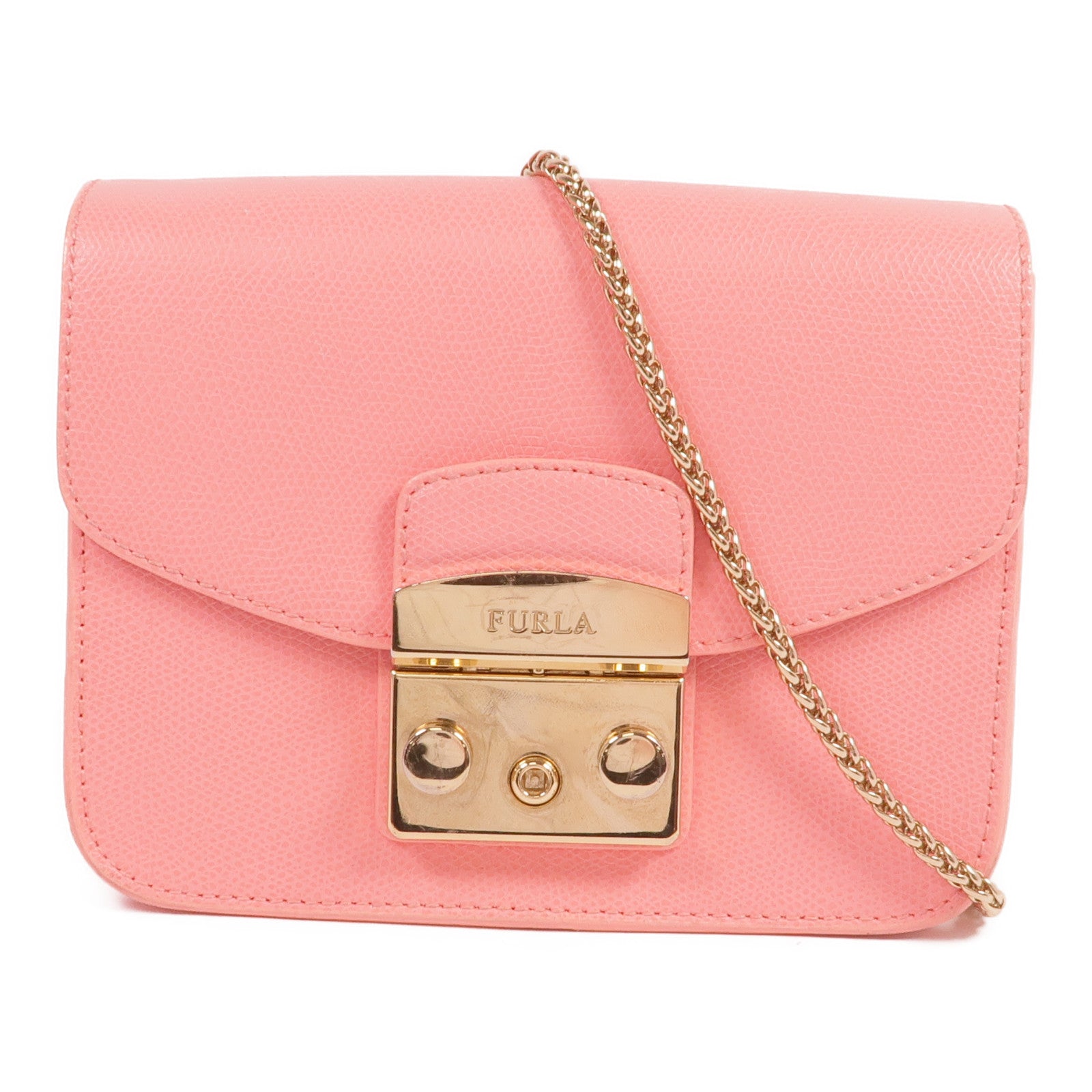 Furla 牛皮皮革Metropolis Mini Bag金扣鏈帶肩背袋