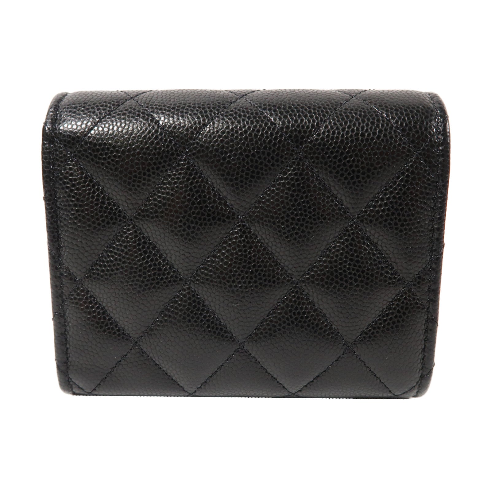CHANEL 菱格Caviar皮革Small Flap Wallet金扣折疊錢包黑色