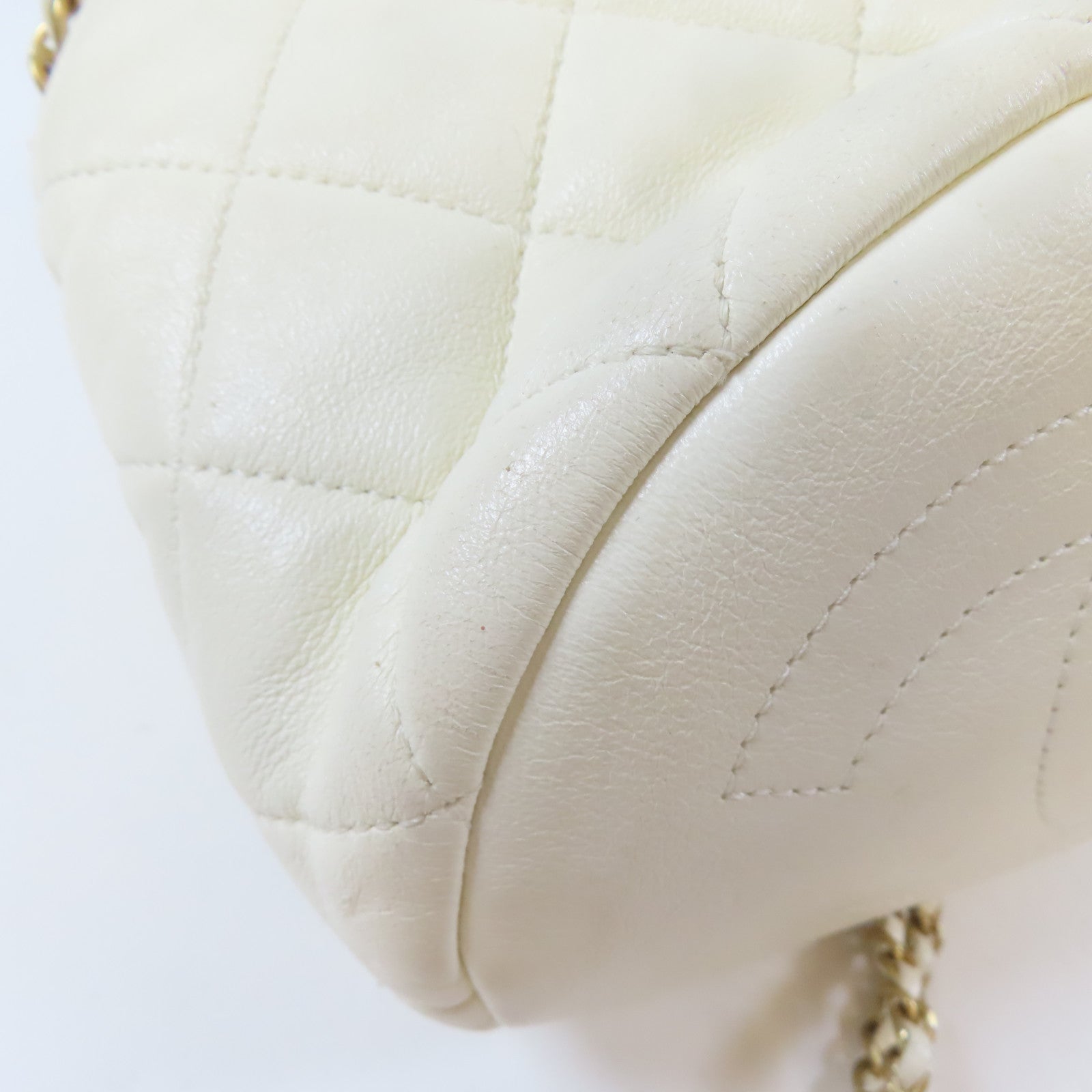 CHANEL 【激減優惠】菱格牛皮皮革Shoulder Bag金扣手挽肩背兩用袋白色