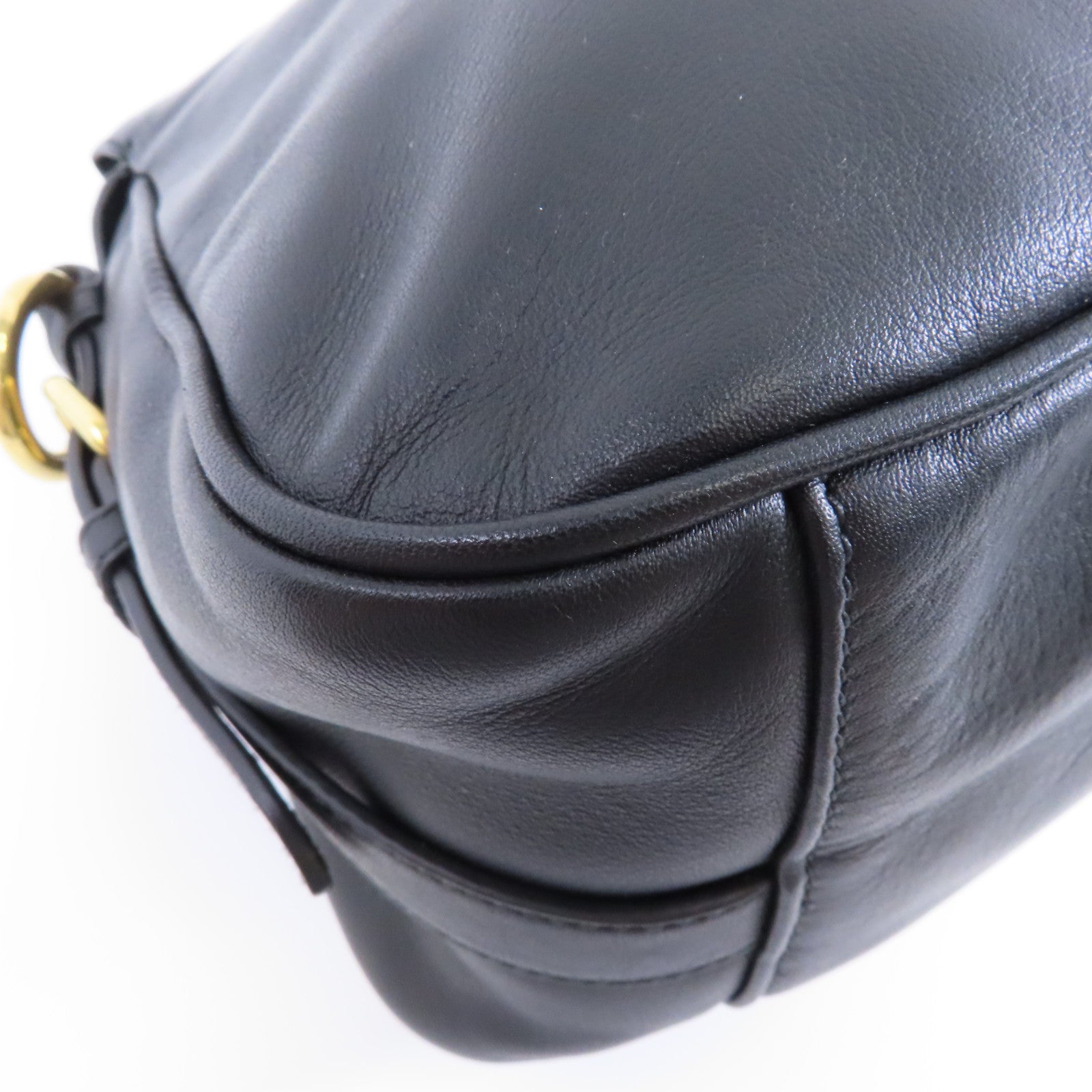 PRADA 牛皮皮革Shoulder Bag金扣手挽肩背兩用袋黑色